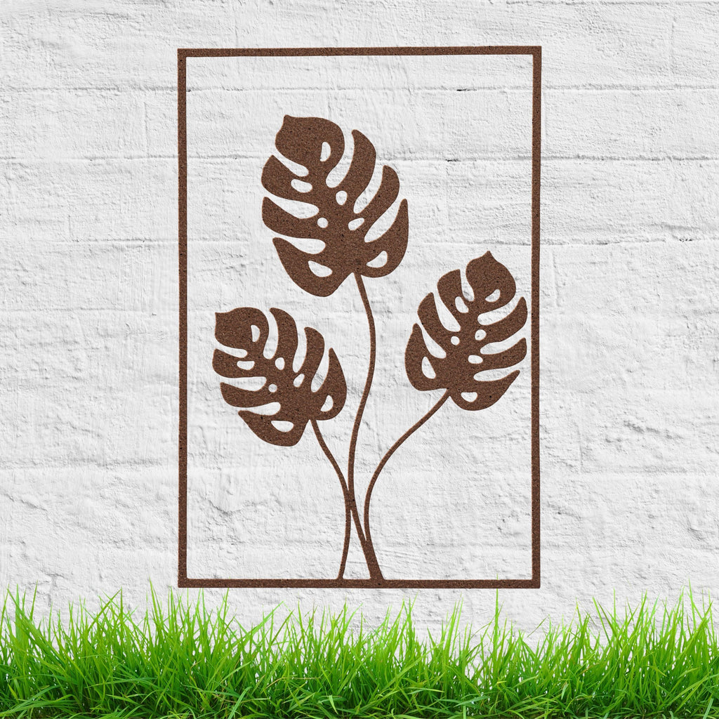 Metal Monstera Leaf Wall Art, Modern Botanical Frame Decor, Tropical Plant Sign, Minimalist Art