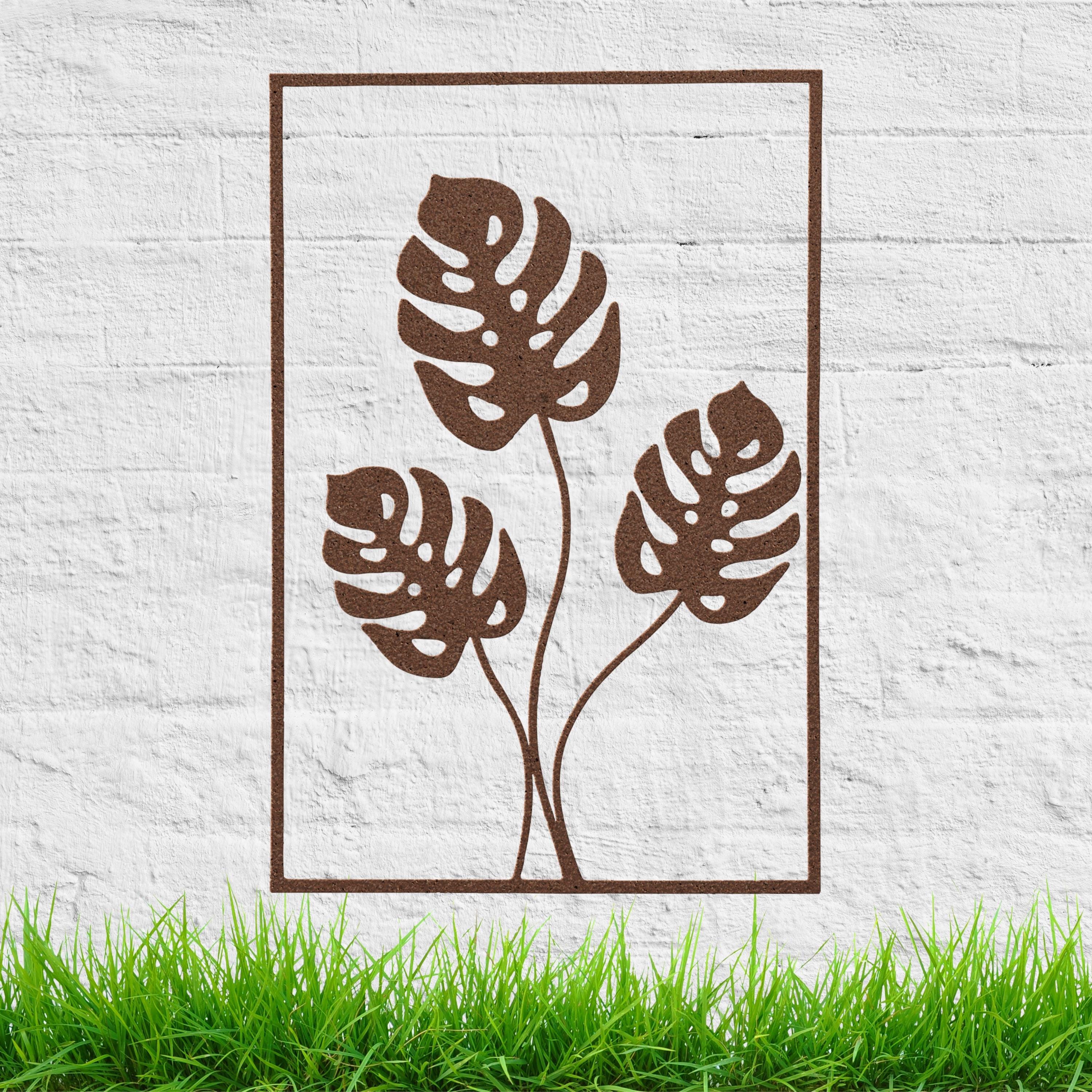 Metal Monstera Leaf Wall Art, Modern Botanical Frame Decor, Tropical Plant Sign, Minimalist Art