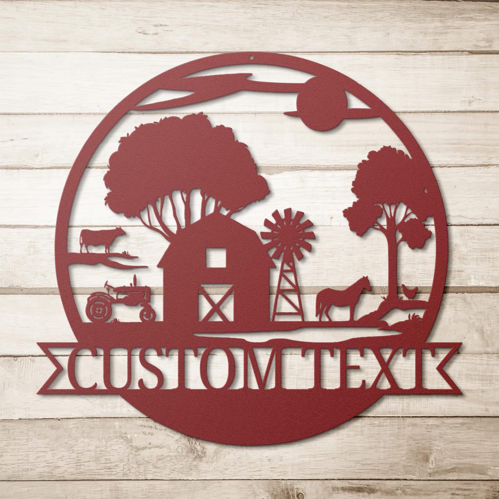Custom Farm Metal Sign | Personalized Barn & Tractor Monogram Art | Farmhouse Wall Decor | Ranch Name Sign