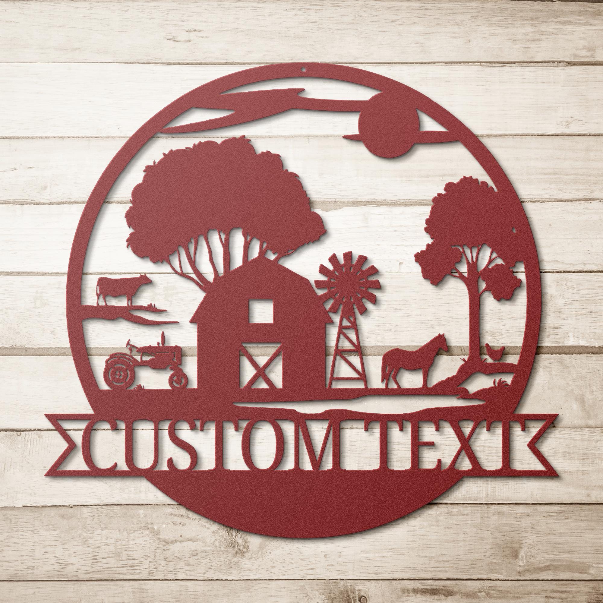 Custom Farm Metal Sign | Personalized Barn & Tractor Monogram Art | Farmhouse Wall Decor | Ranch Name Sign