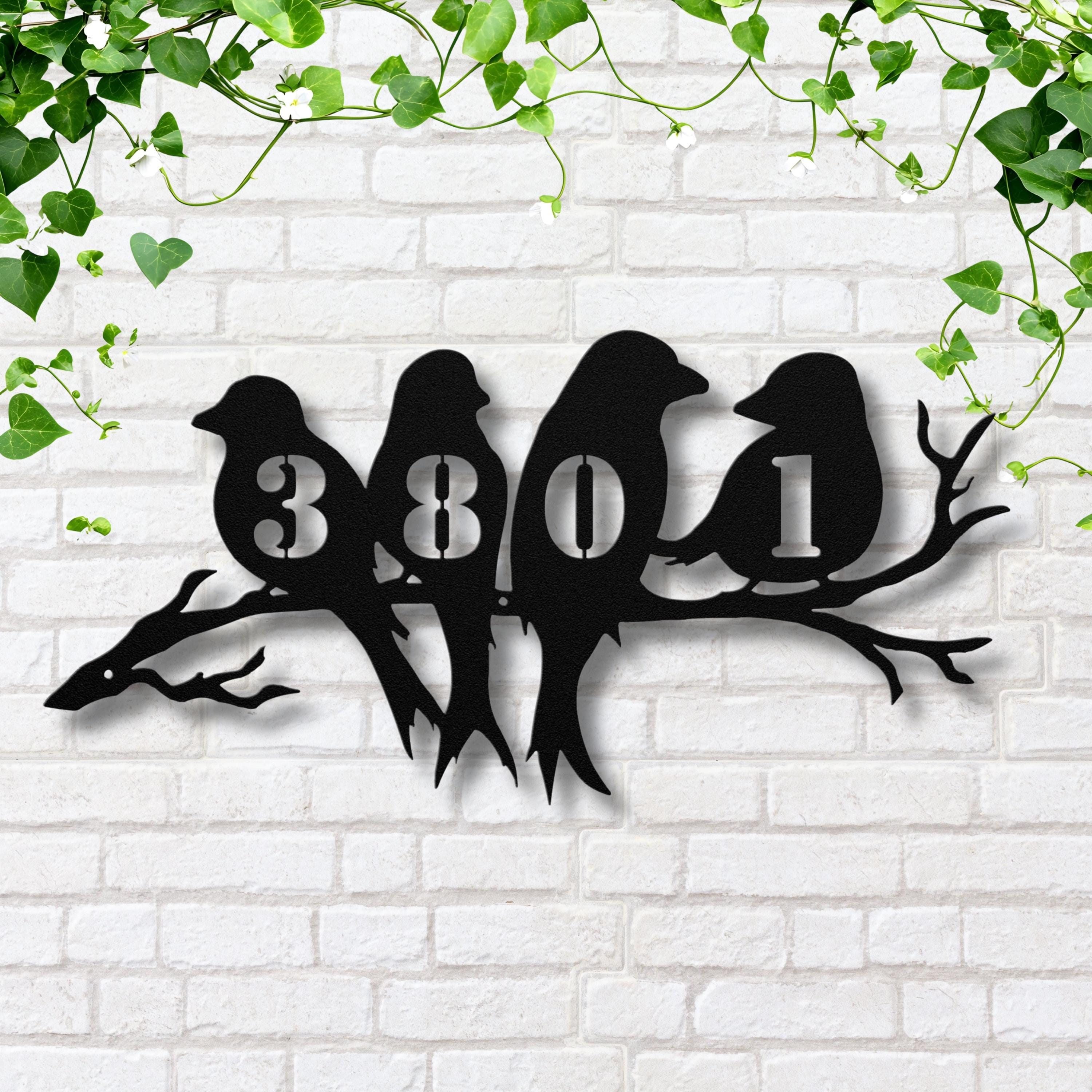 Custom Address Bird Sign, Metal House Number Plaque