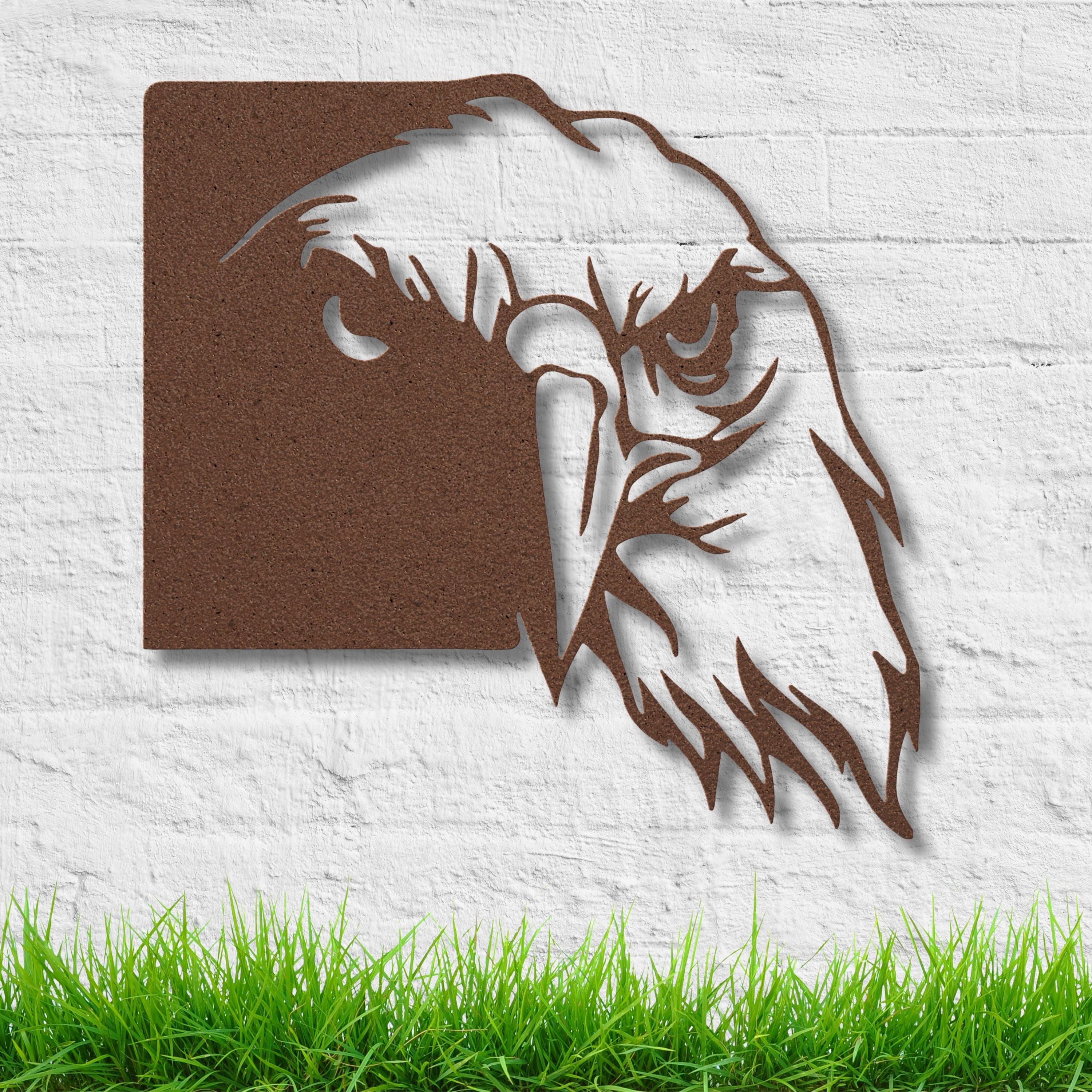 Die-Cut Black Eagle Head Metal Wall Art, Raptor Sign