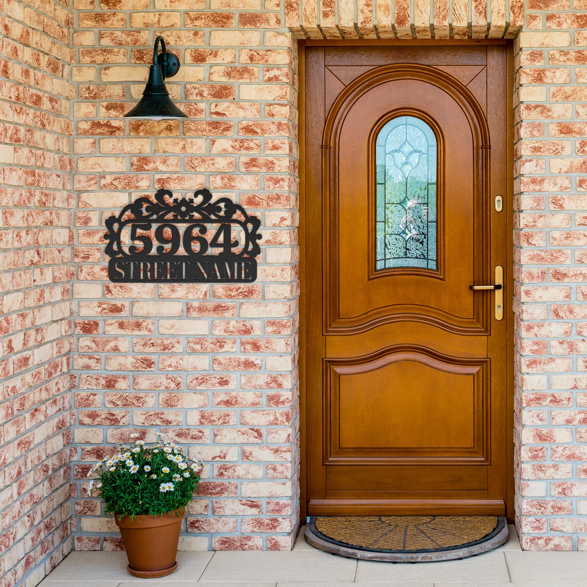 Custom House Number Sign – Ornate Metal Address Plaque | Rustic Curb Appeal Decor