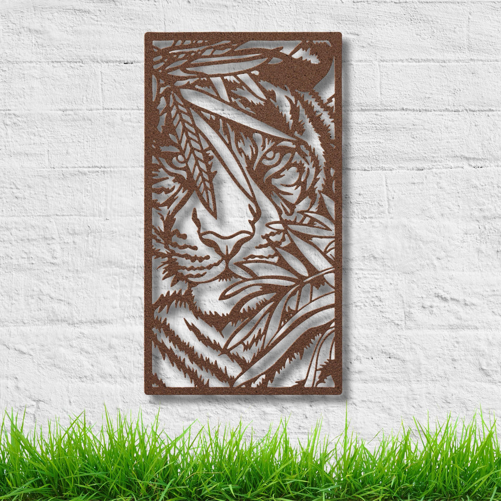 Tiger Jungle Metal Art - Exotic Wildlife Wall Decor | Durable Steel Sign