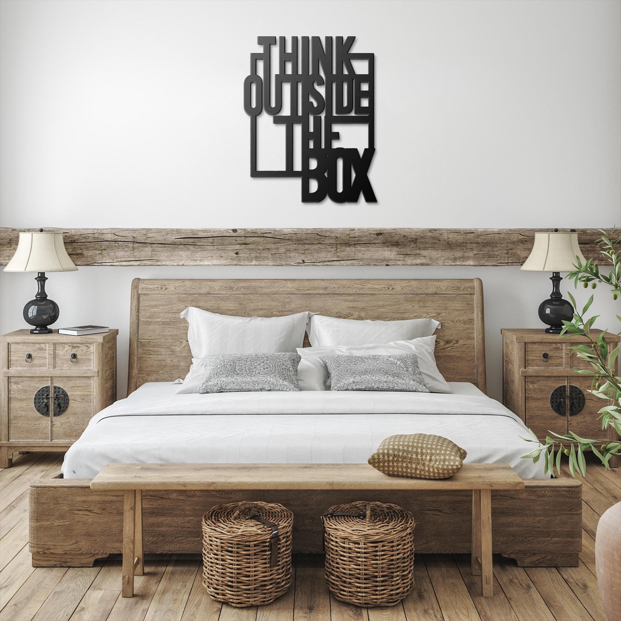 Motivational Metal Sign – Think Outside Box Decor | Durable Steel Office Wall Art