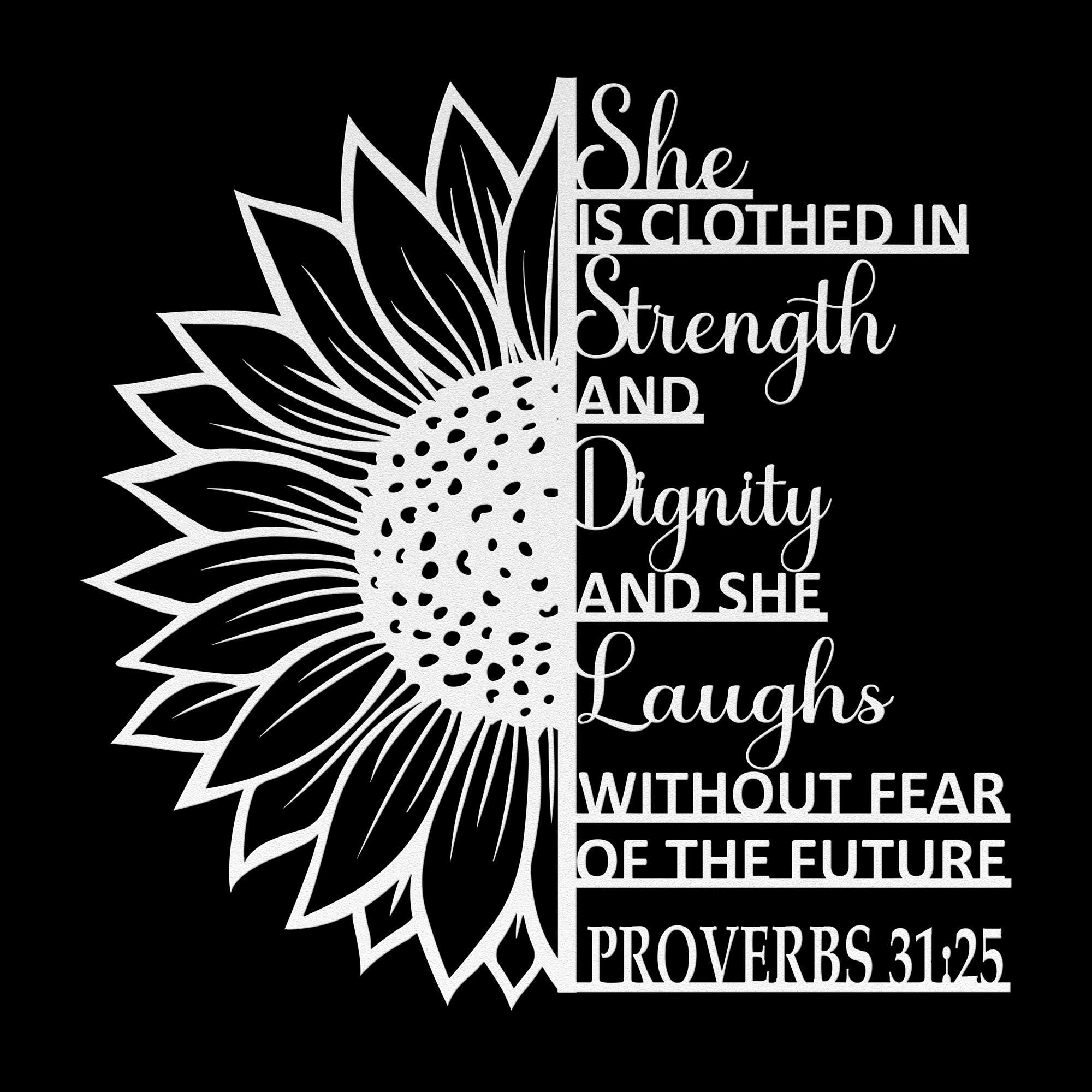 Christian Metal Wall Art, Proverbs 31:25, Faith Home Decor