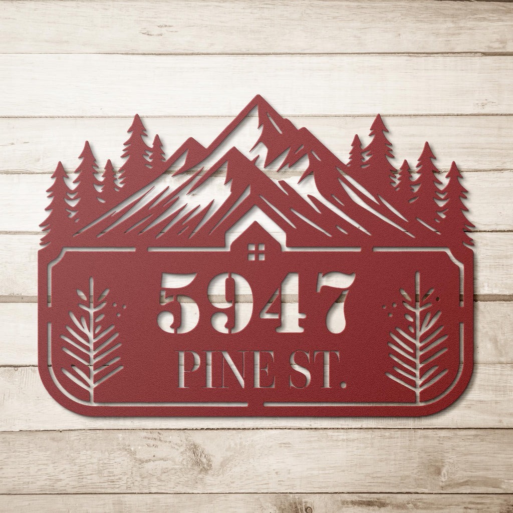 Personalized Metal Address Sign - Custom House Number Sign | Rustic Cabin Decor
