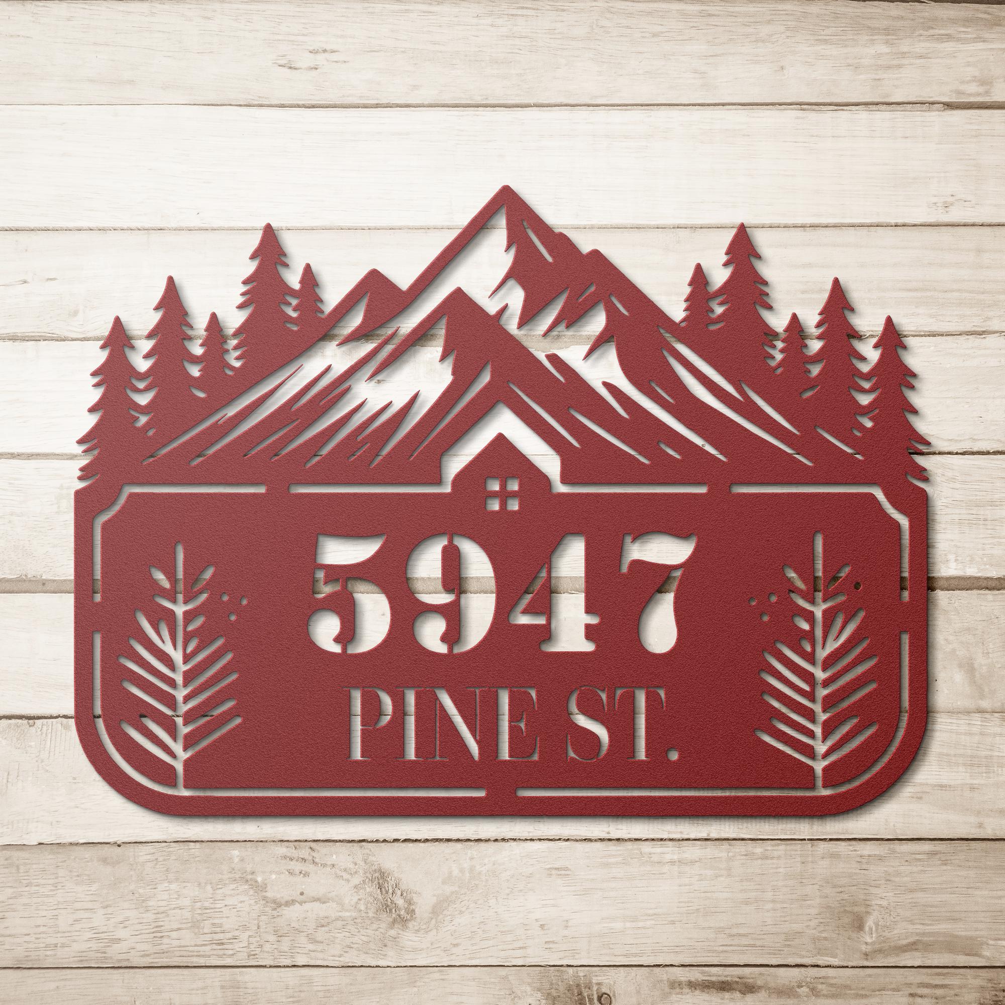 Personalized Metal Address Sign - Custom House Number Sign | Rustic Cabin Decor