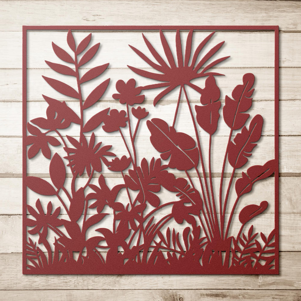 Tropical Leaves Metal Wall Art, Botanical Garden Sign, Modern Jungle Foliage Decor