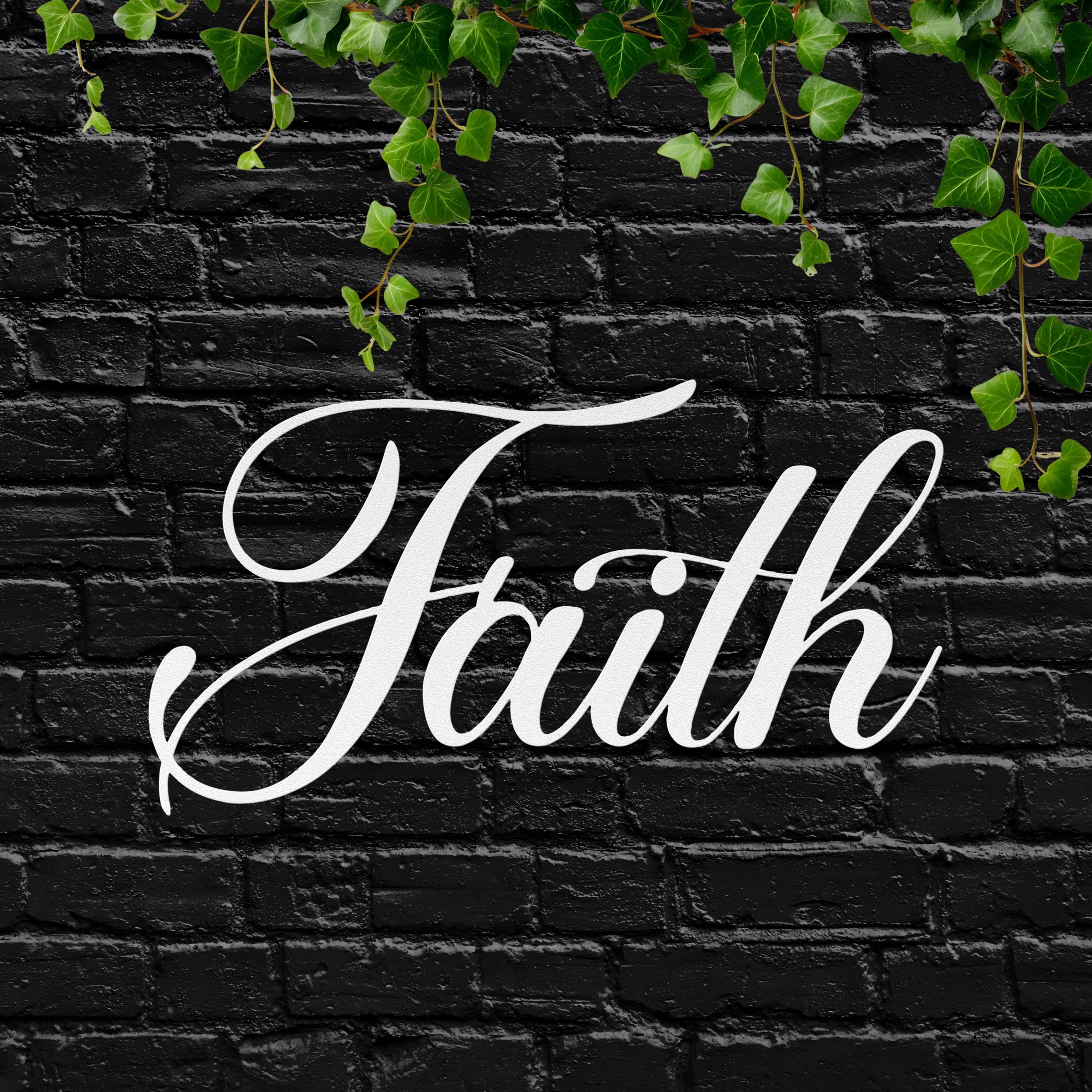 Faith Script Die-Cut Metal Sign, Religious Home Decor, Inspirational Word Art, Christian Gift