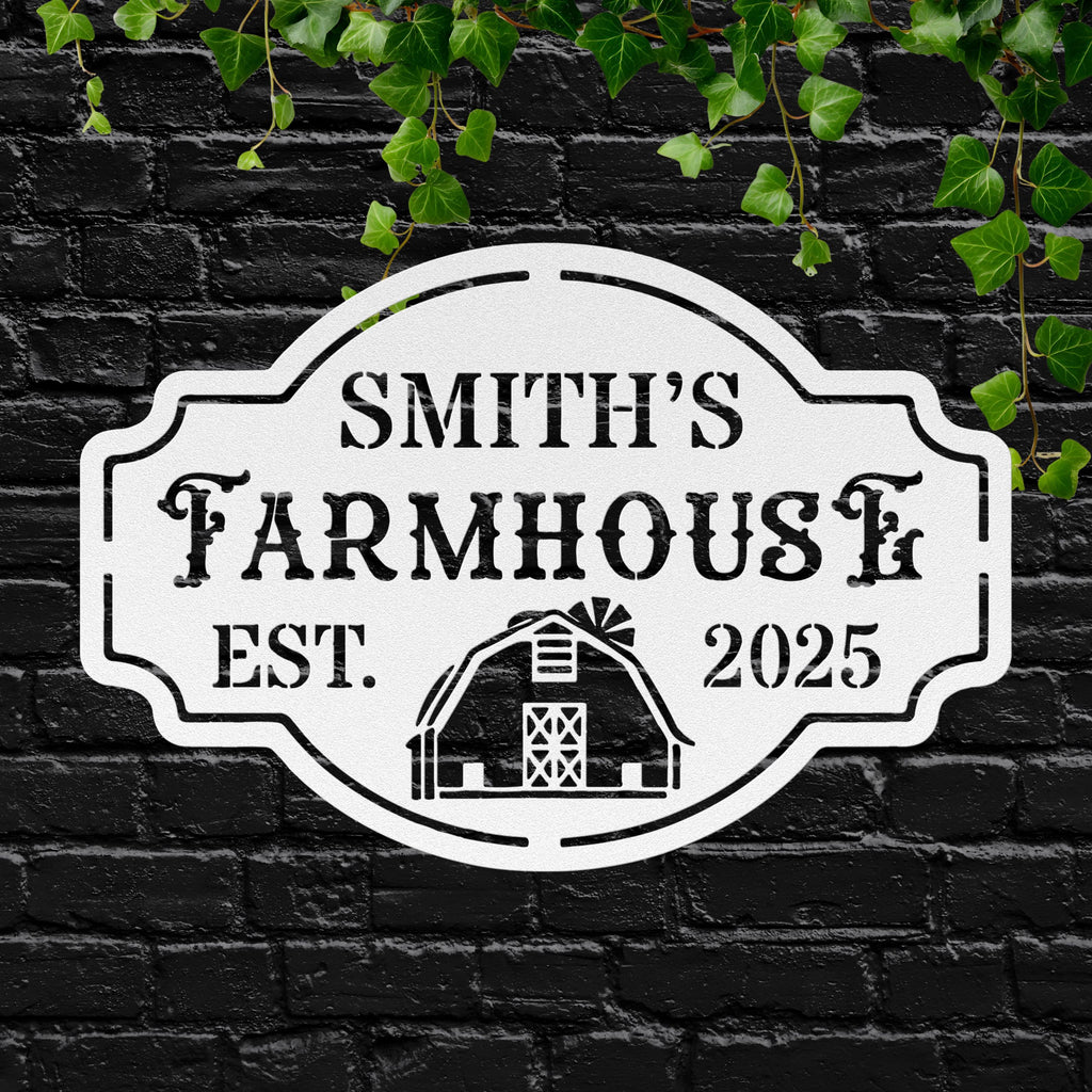 Personalized Farmhouse Sign | Durable Steel Custom Barn Plaque | Rustic Home Decor & Wall Art