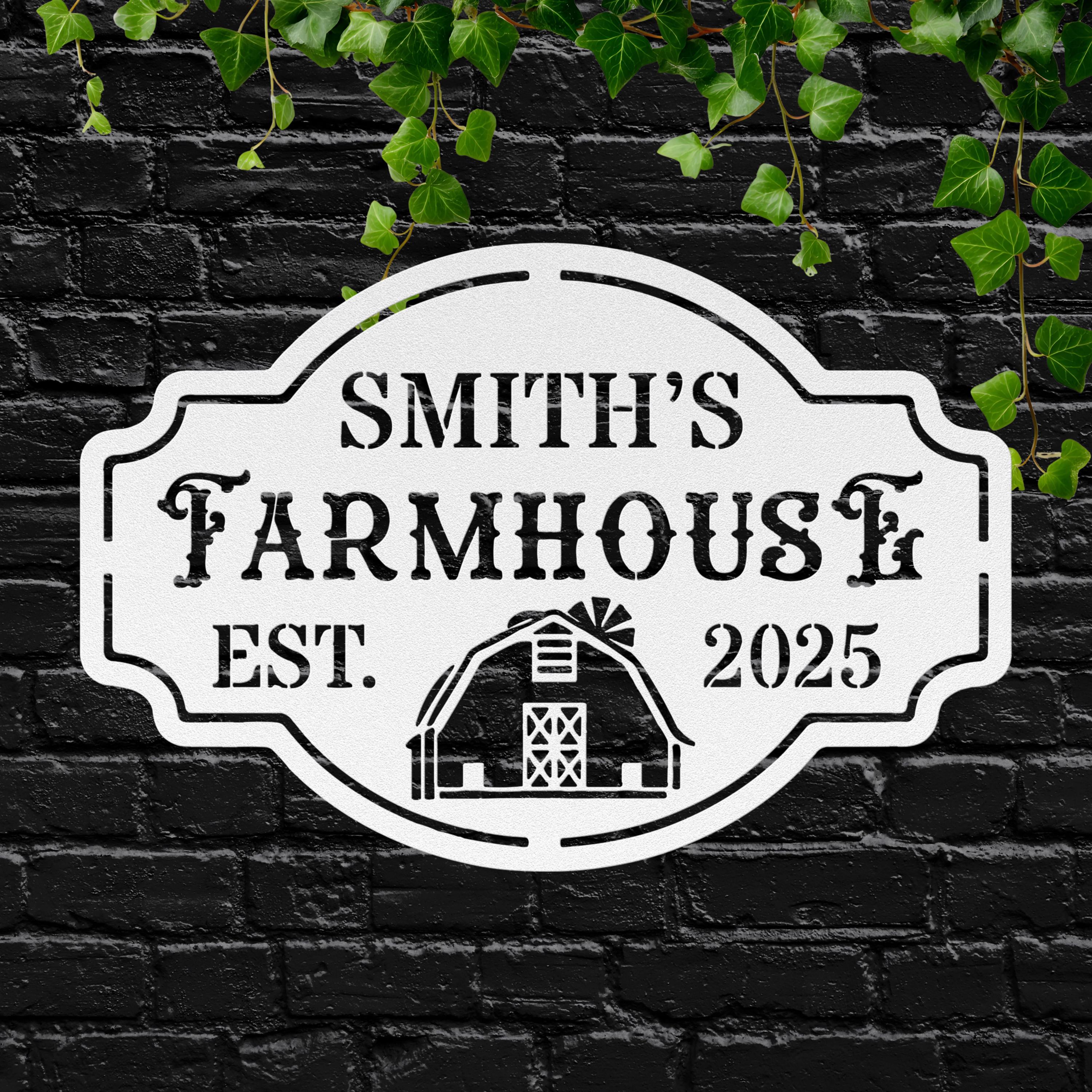 Personalized Farmhouse Sign | Durable Steel Custom Barn Plaque | Rustic Home Decor & Wall Art