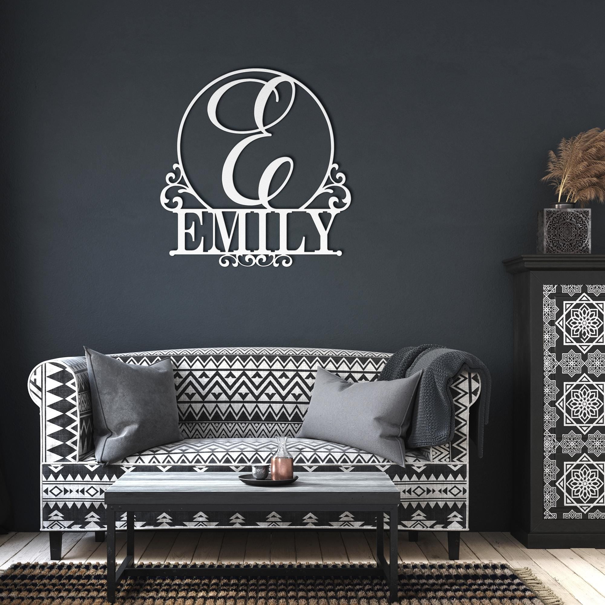 Personalized Metal Last Name Sign: Elegant Monogram Wall Decor