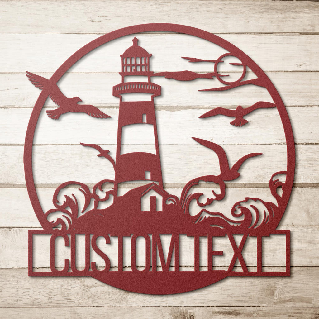 Personalized Lighthouse Metal Sign, Coastal Nautical Decor