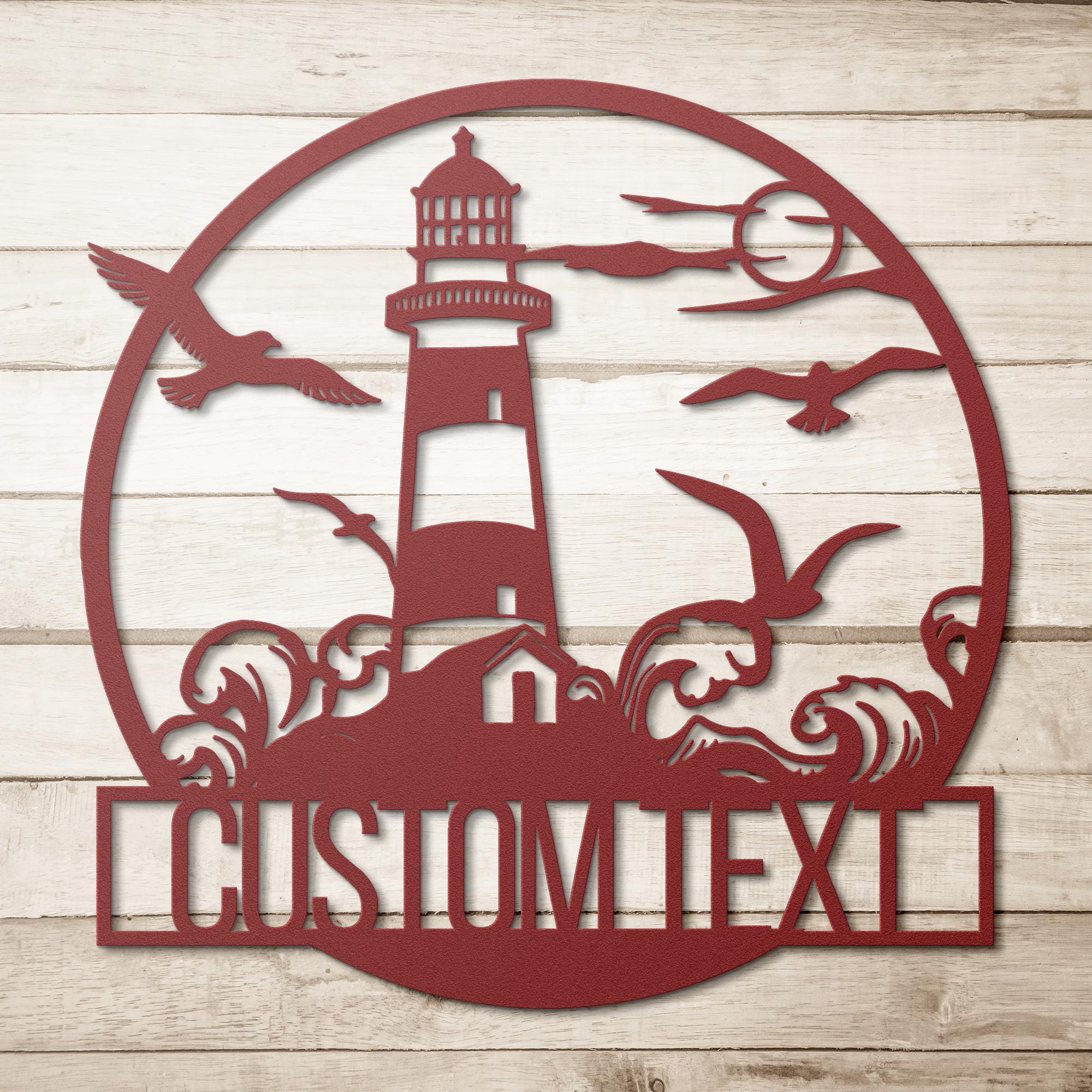 Personalized Lighthouse Metal Sign, Coastal Nautical Decor