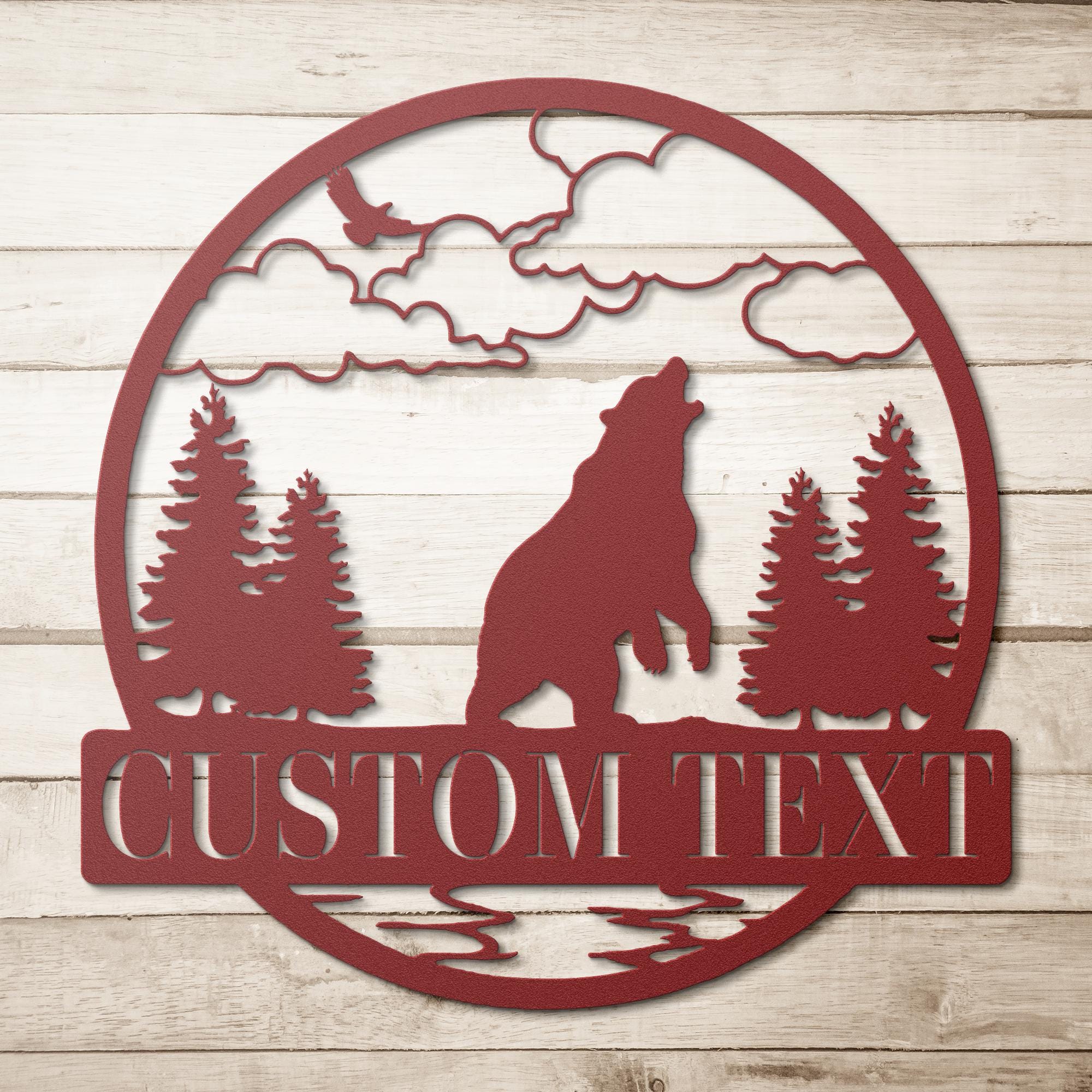 Personalized Bear Sign, Forest Wall Art, Custom Wildlife Decor, Mountain Cabin Sign, Die Cut Metal Art, Rustic Nature Home Gift