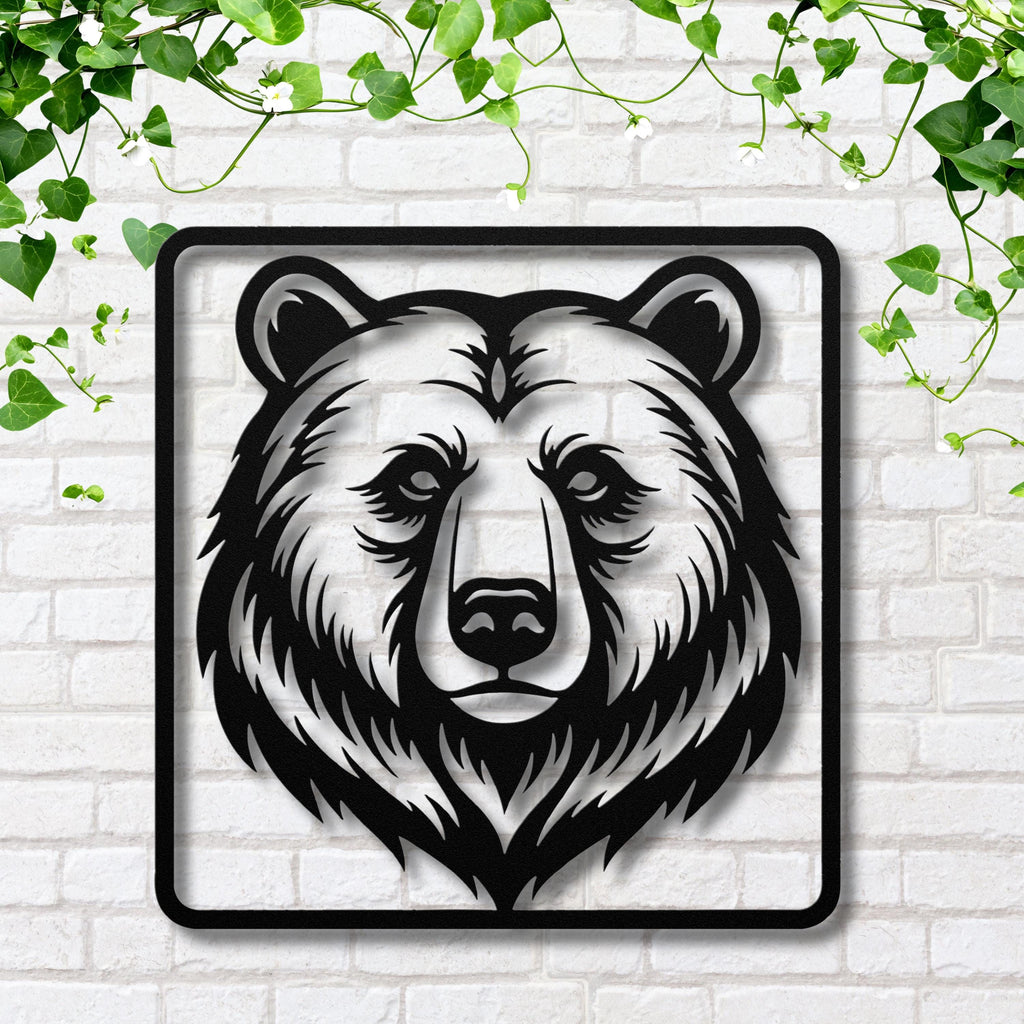 Grizzly Bear Head Metal Wall Art, Cabin Decor