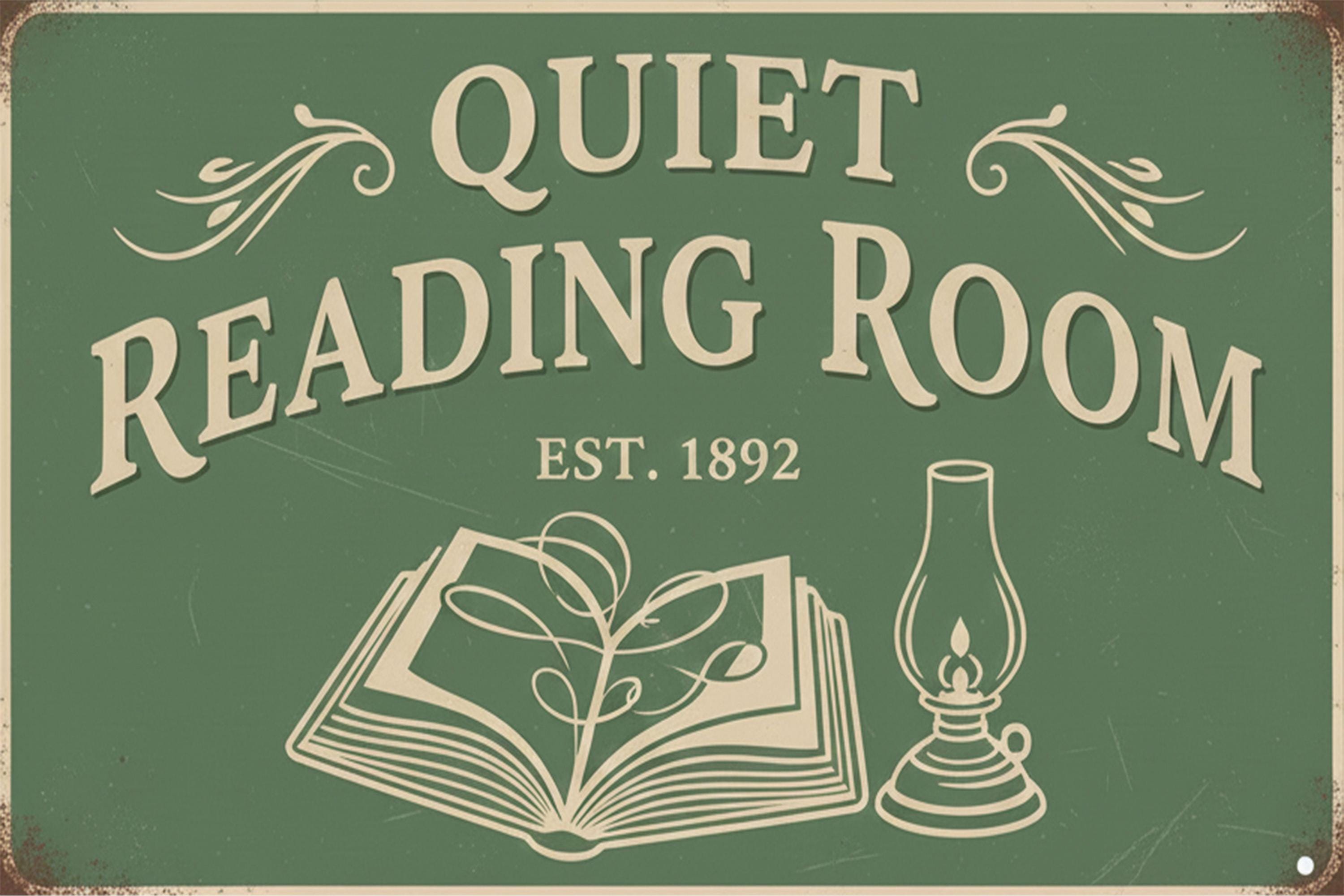 Custom Quiet Reading Room Metal Sign, Vintage Library Decor, Personalized Bookish Gift