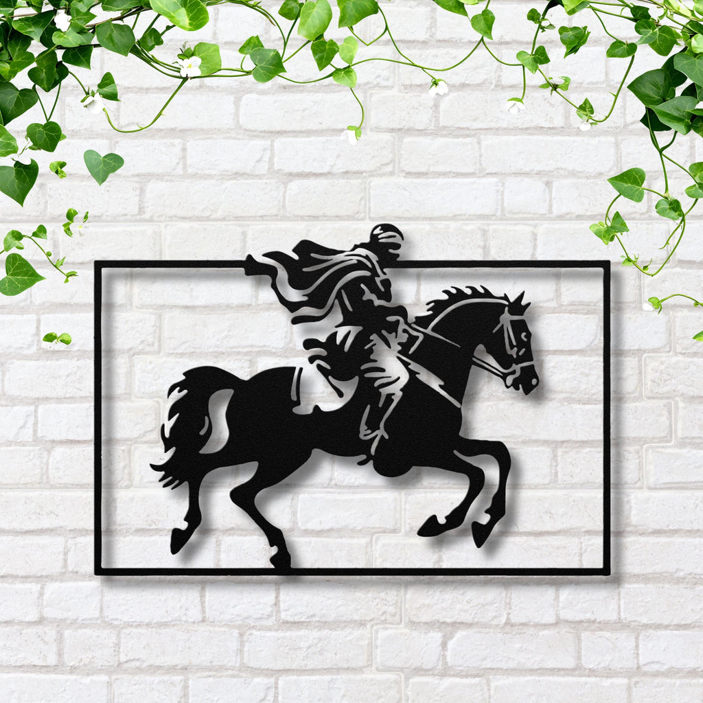 Arabian Horse Metal Wall Art, Bedouin Rider Sign, Desert Nomad Decor, Equestrian Gift, Stallion Silhouette