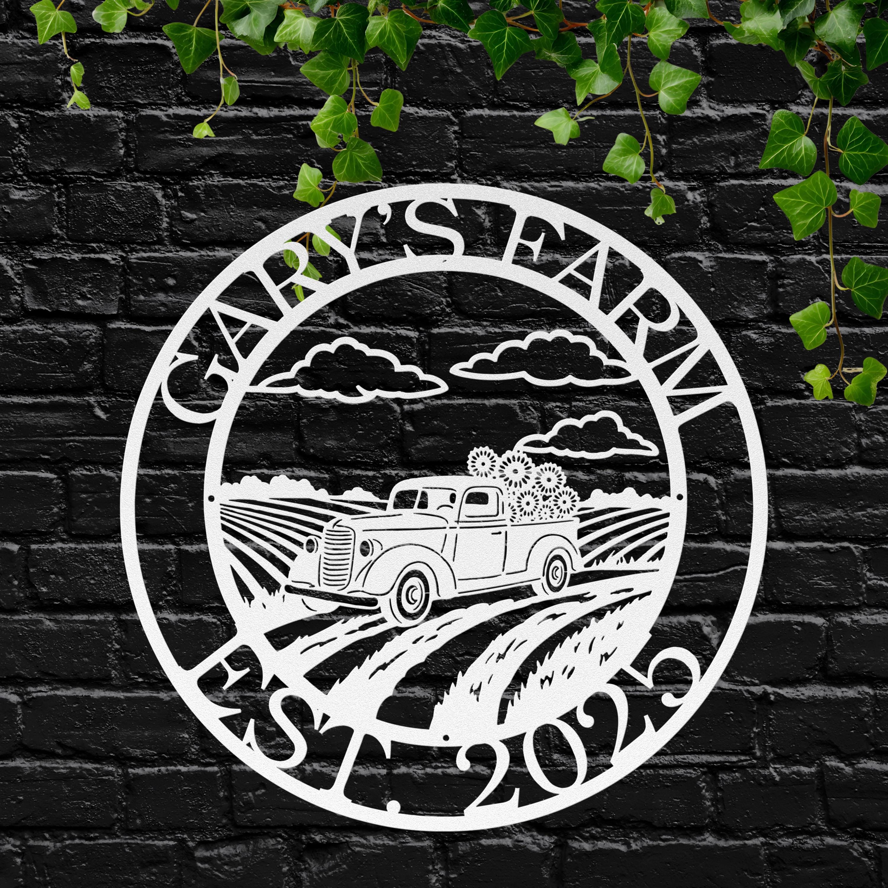 Custom Farm Truck Metal Sign, Personalized Family Name, Established Year