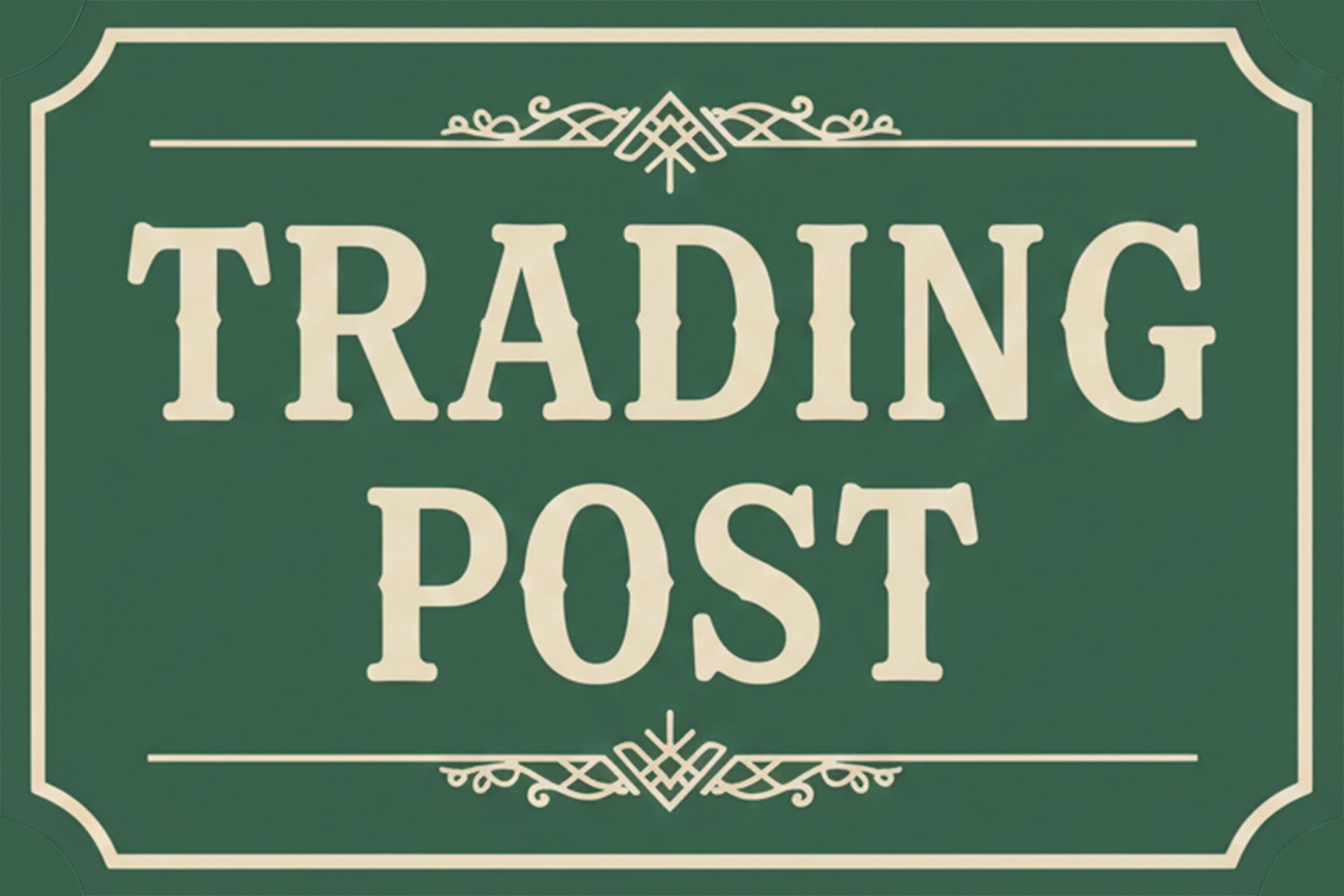 Rustic Trading Post Sign, General Store Vintage Metal Plaque, Cabin Lodge Home Decor