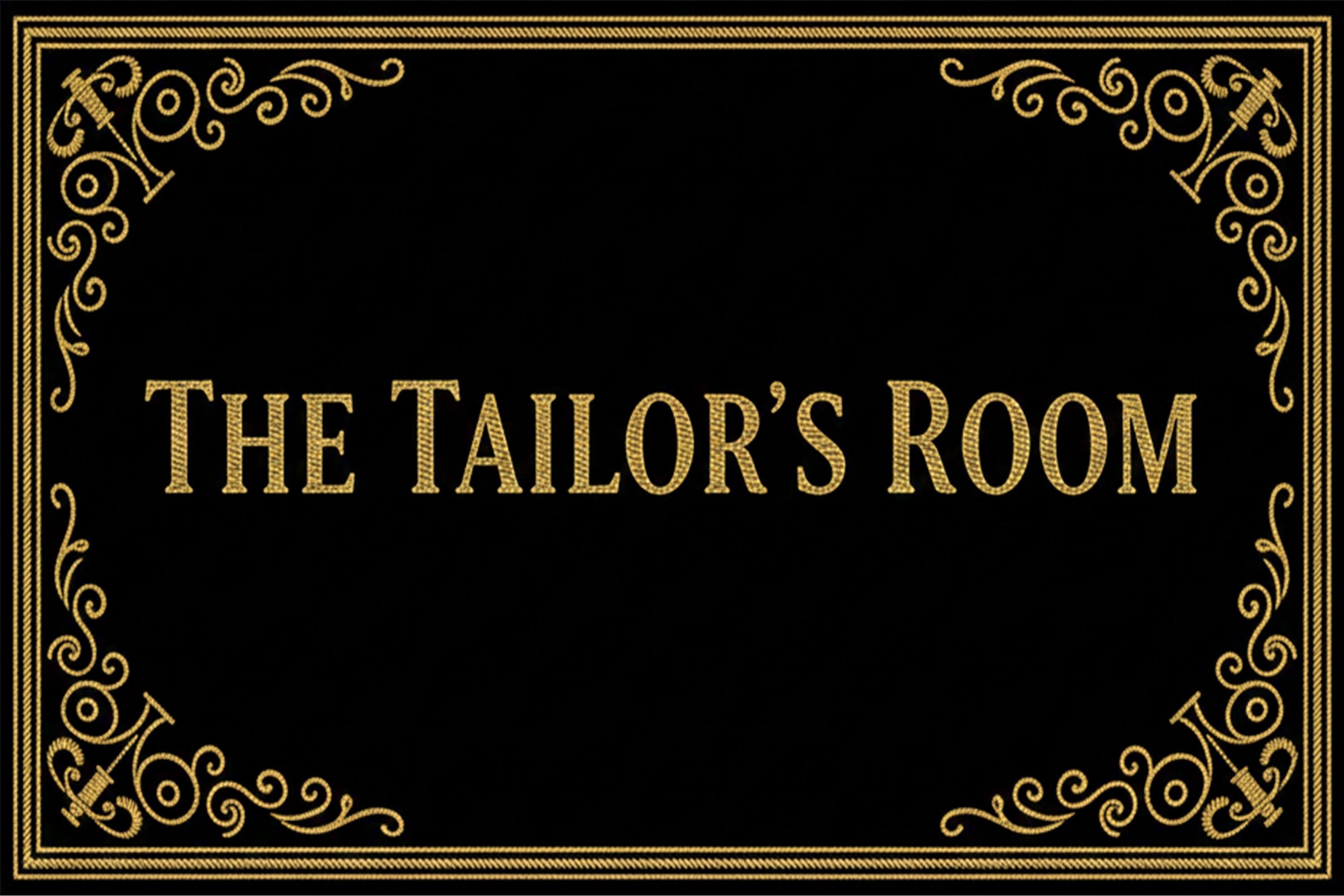 The Tailor's Room Metal Sign, Vintage Sewing Shop Decor, Luxurious Gold Thread Look Art