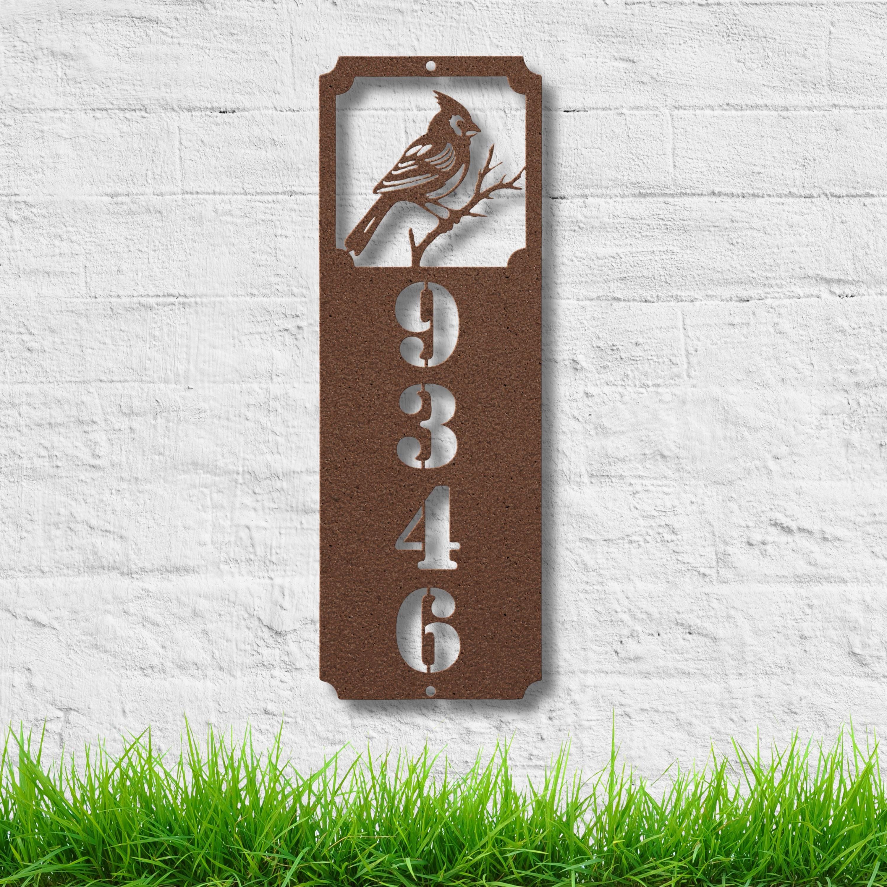 Vertical Cardinal Sign - Custom Outdoor Metal House Numbers & Porch Address Plaque