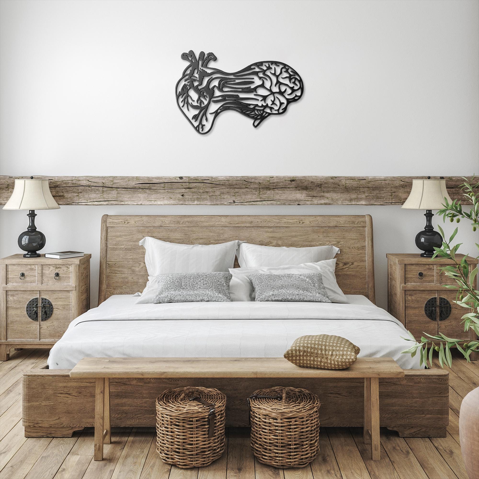 Heart and Brain Metal Sign – Anatomical Wall Art | Unique Metal Artwork, Medical Gift Idea