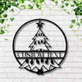 Personalized Christmas Tree Metal Sign | Custom Family Name Holiday Decor