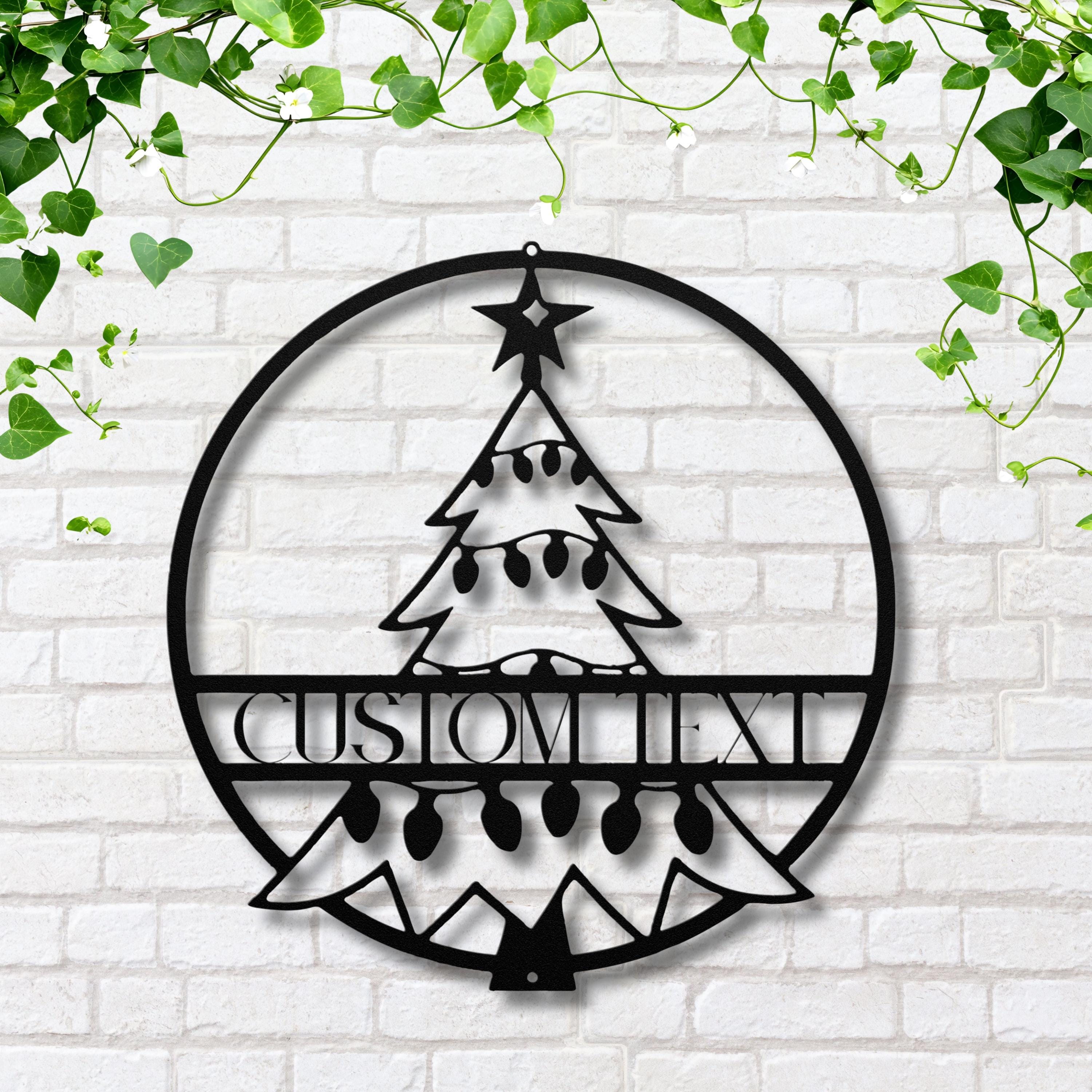 Personalized Christmas Tree Metal Sign | Custom Family Name Holiday Decor