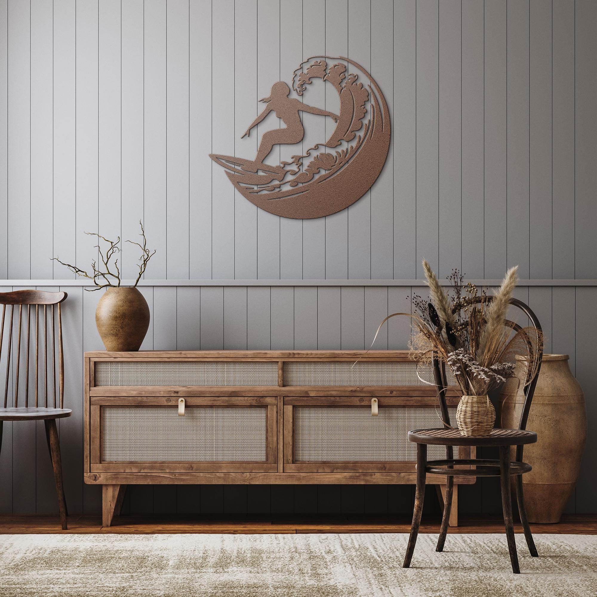 Metal Surfer Wall Art, Ocean Wave Silhouette, Modern Beach Decor, Surf Metal Sign, Water Sport Art, Coastal Home Gift