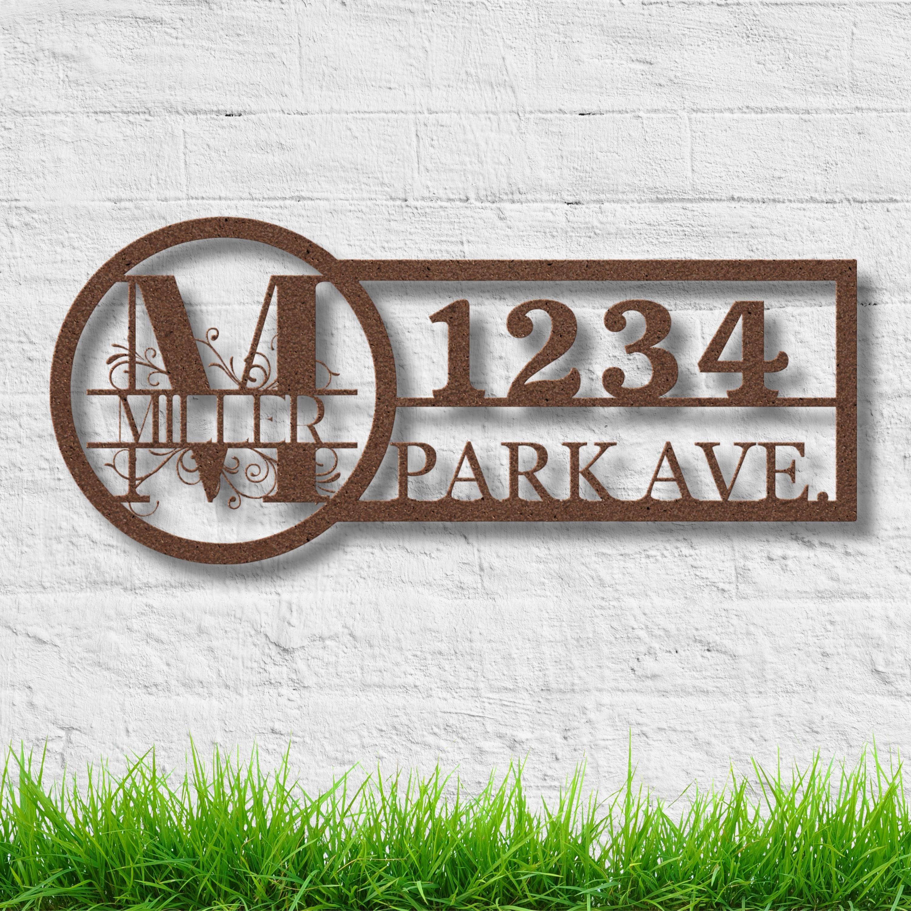 Monogram Address Sign | Custom House Number & Street Name Metal Art | Initial Last Name Home Die Cut Gift