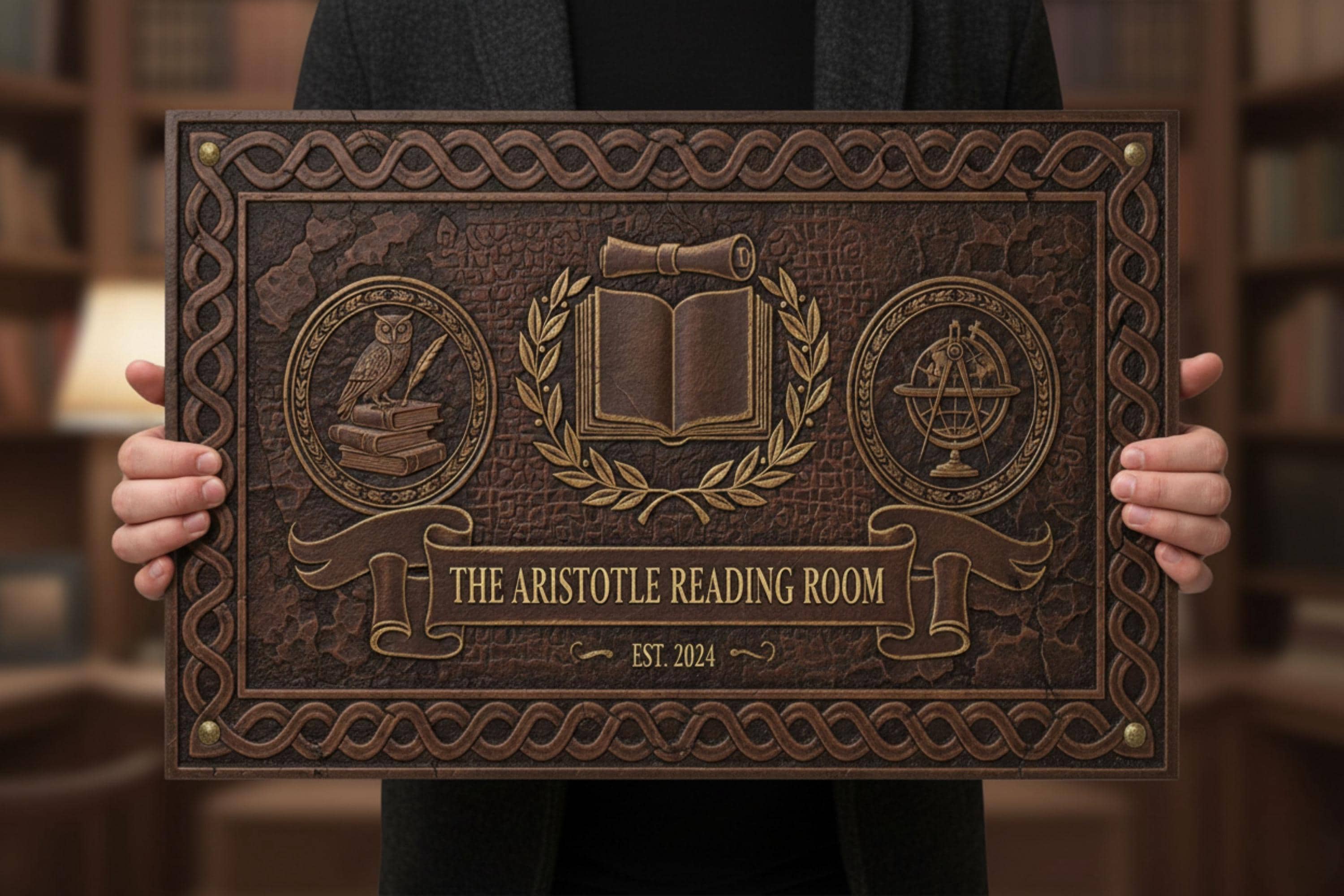 Personalized Reading Room Sign - Custom Metal Plaque | Vintage Office Decor