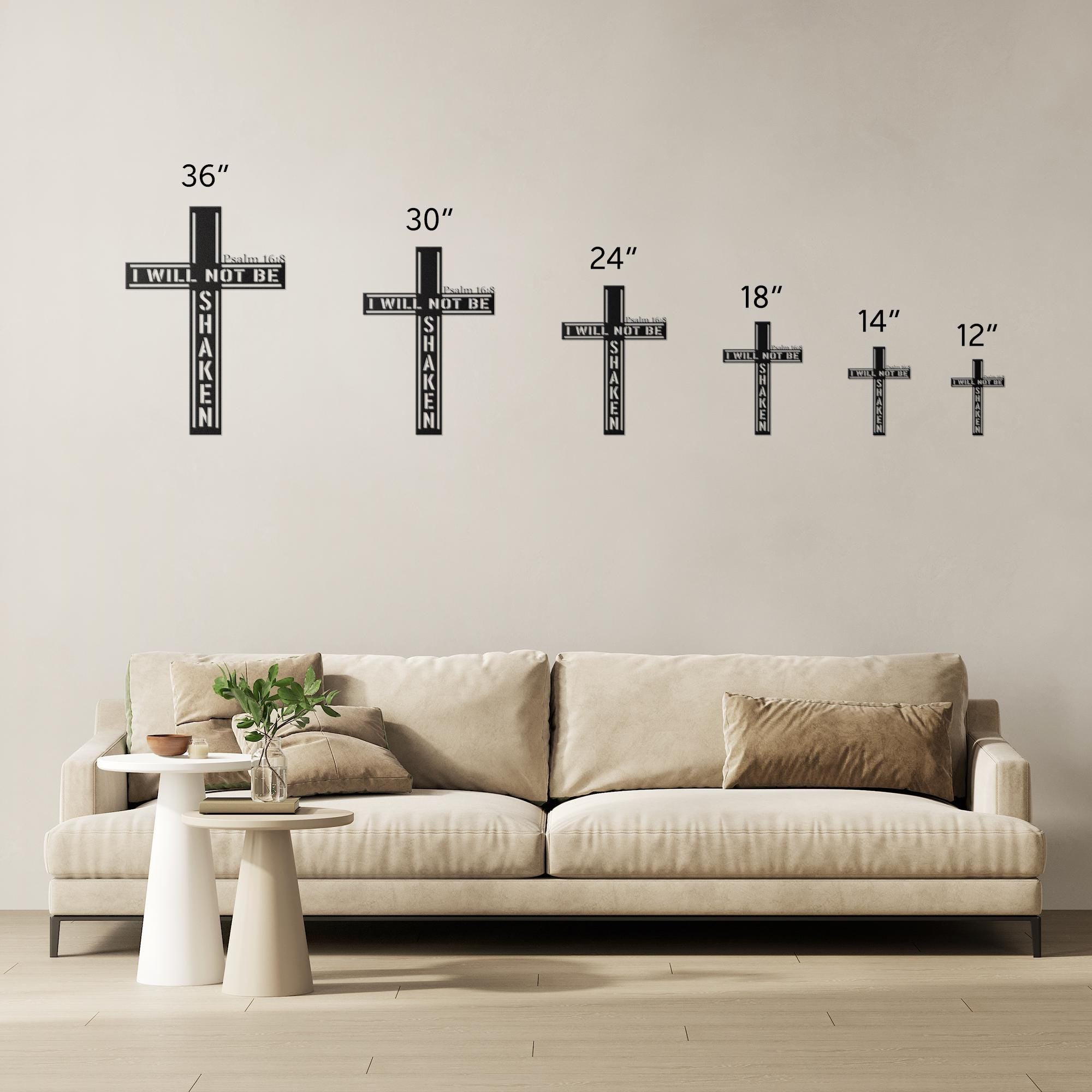 Psalm 16:8 Metal Cross Sign, Christian Home Decor