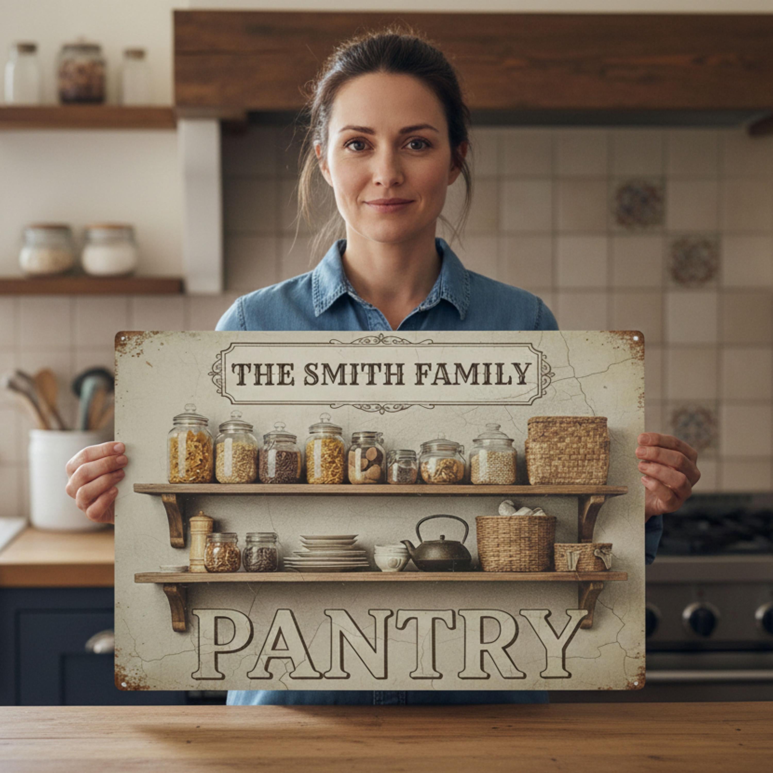 Personalized Pantry Sign - Custom Kitchen Sign | Farmhouse Vintage Metal Decor