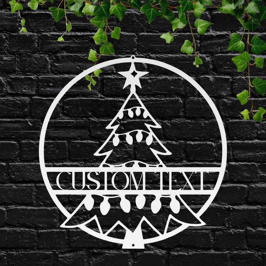 Personalized Christmas Tree Metal Sign | Custom Family Name Holiday Decor