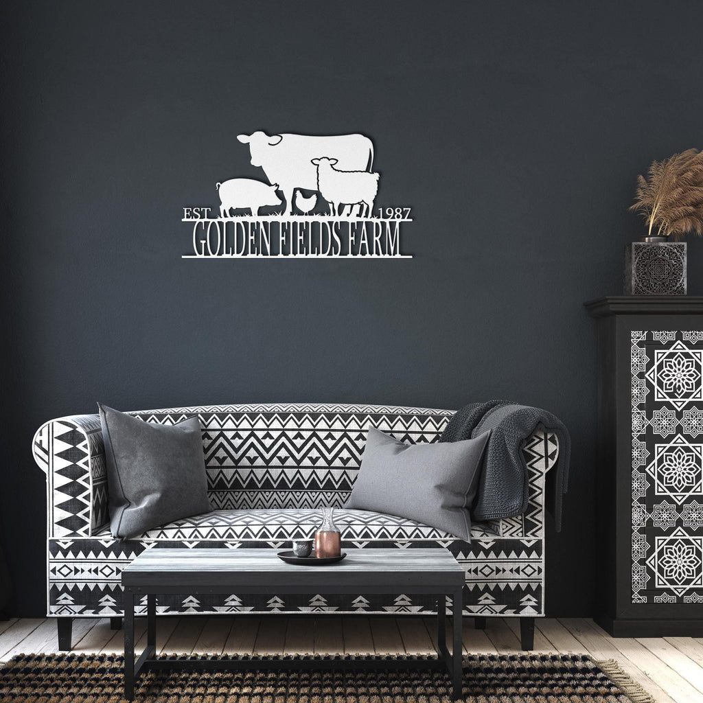 Custom Metal Farm Sign: Ranch Name, Livestock Silhouette, Outdoor Decor