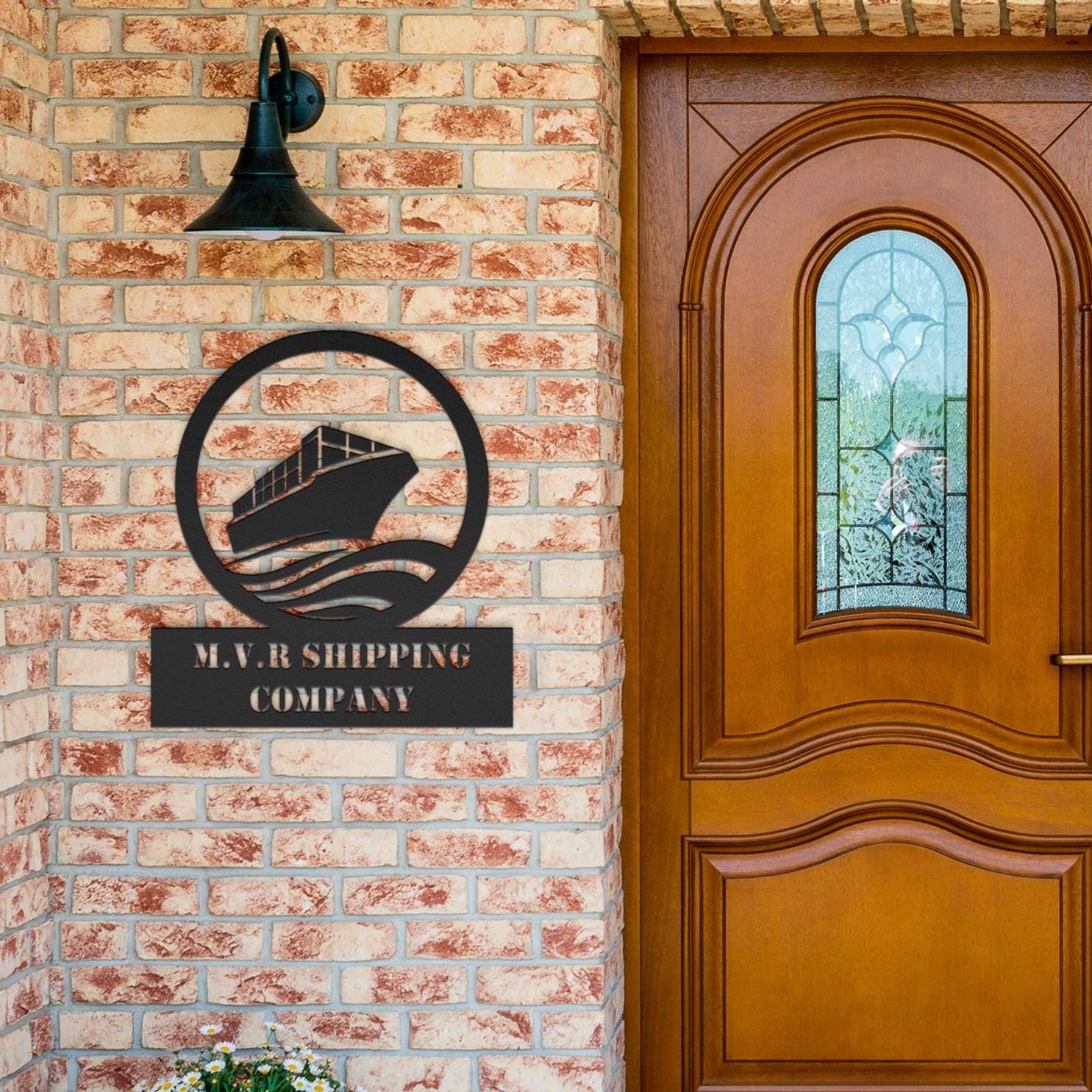 Custom Metal Business Logo Sign: Shipping Container Ship Decor