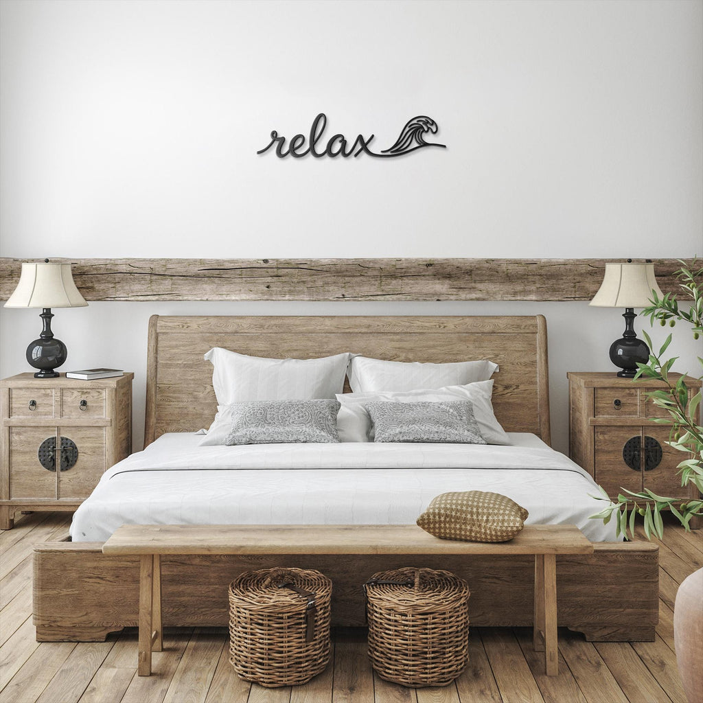 Relax Wave Metal Art – Coastal Wall Decor | Beach House Sign, Ocean Lover Gift