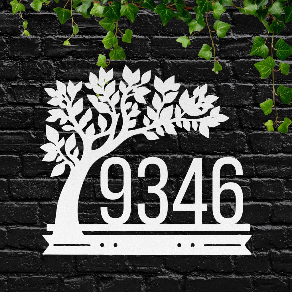 Personalized Tree Address Sign, Custom Metal House Numbers, Outdoor Curb Appeal Home Decor
