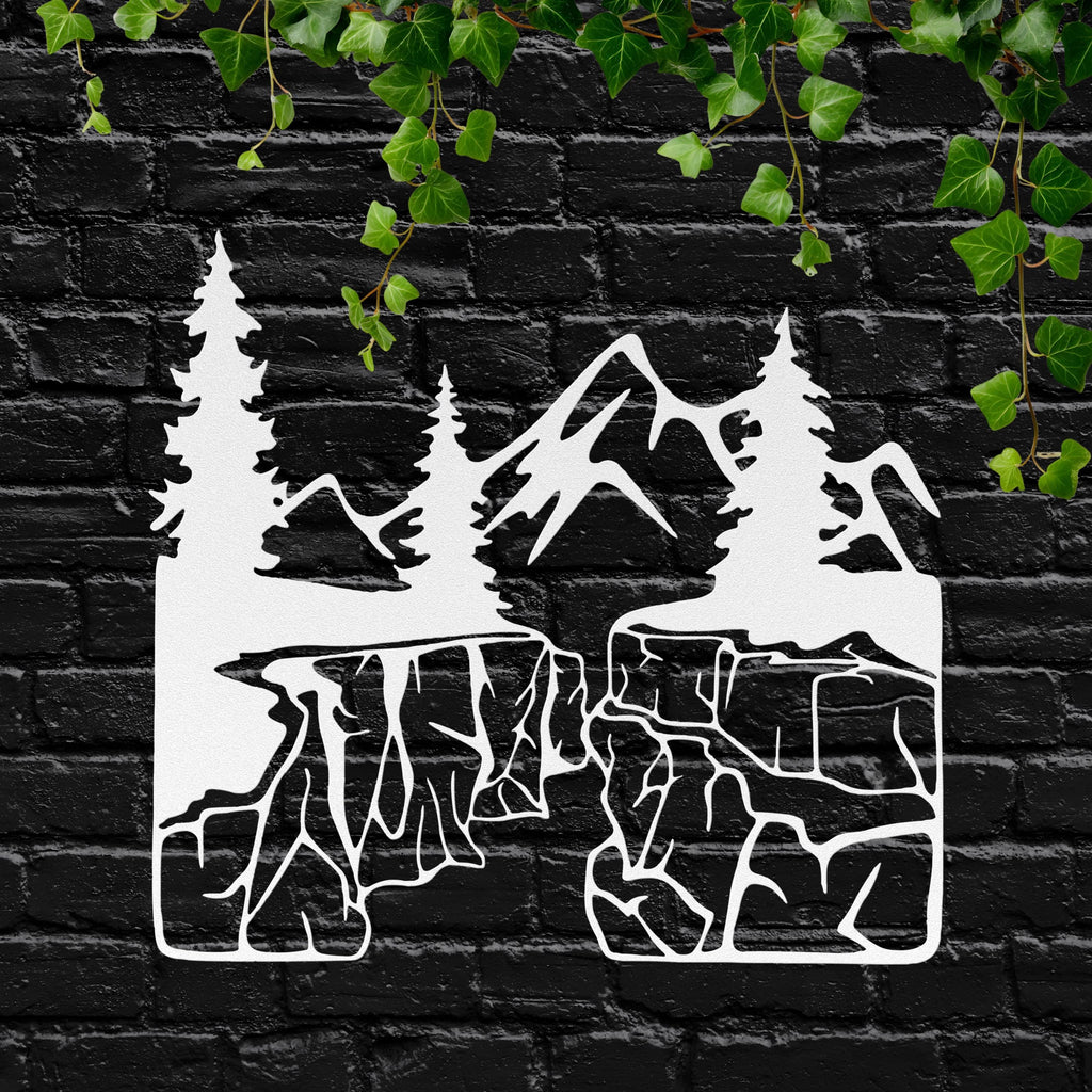 Mountain Canyon Metal Wall Art, Nature Landscape Die Cut Sign, Adventure Decor