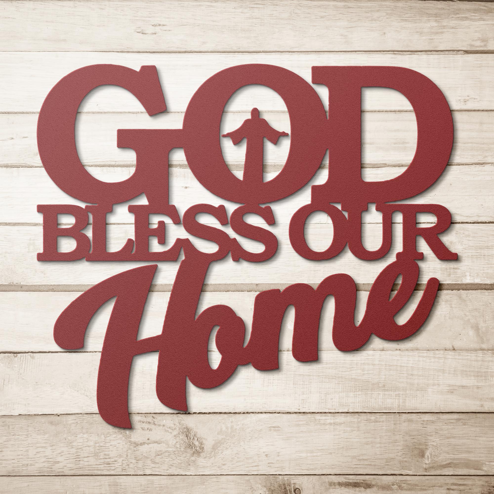 God Bless Our Home Sign - Christian Metal Sign | Faith Based Gift | Housewarming Idea