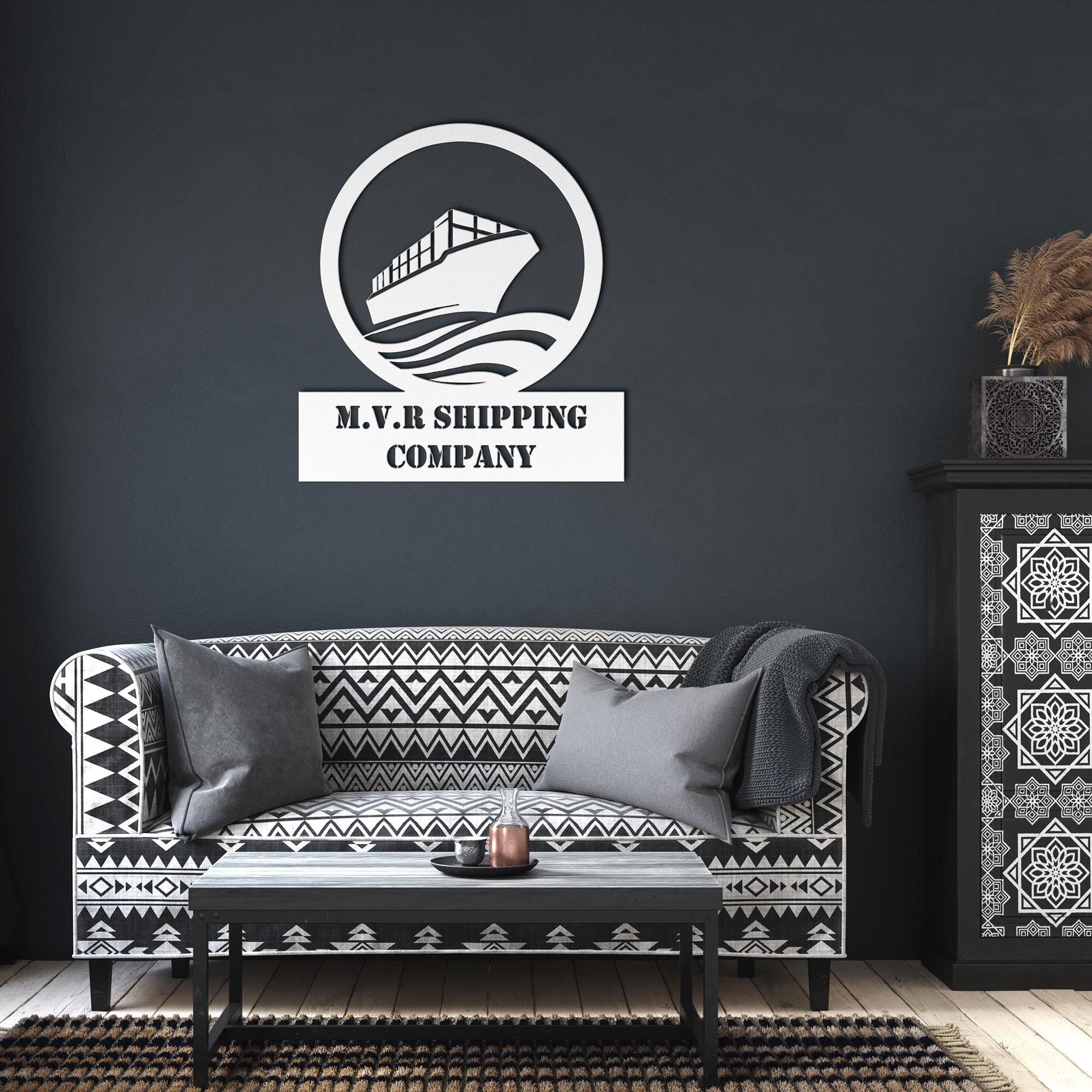 Custom Metal Business Logo Sign: Shipping Container Ship Decor