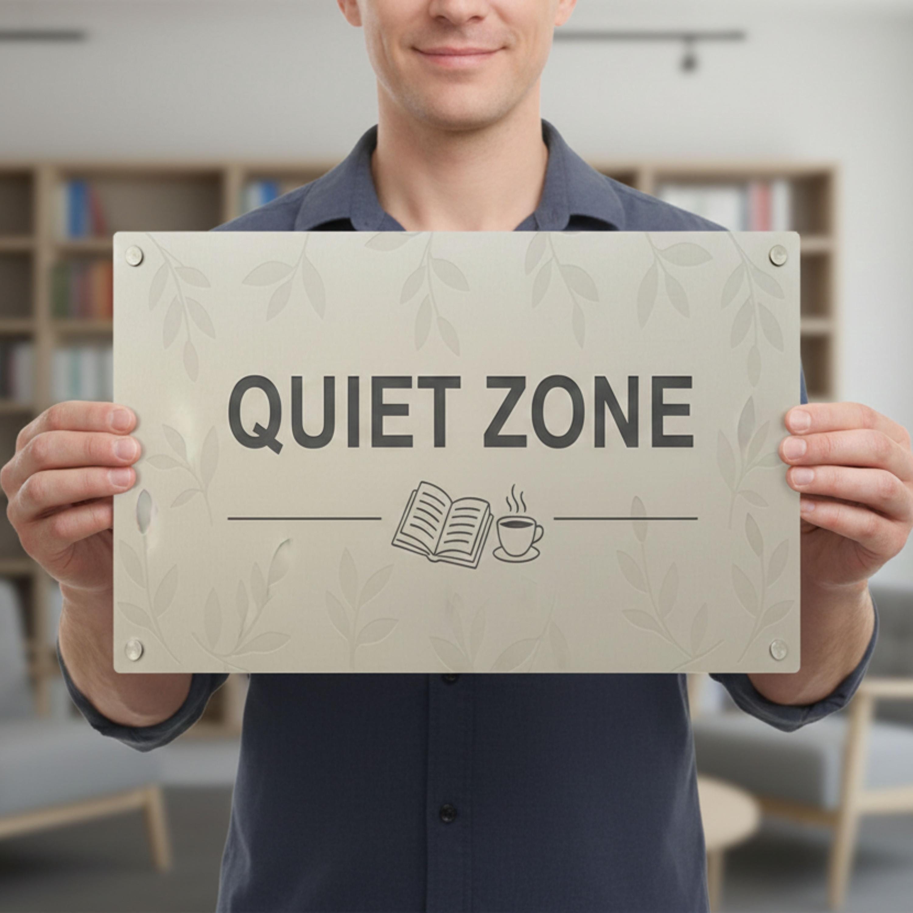 Quiet Zone Metal Sign – Minimalist Reading Nook Decor | Custom Aluminum Plaque