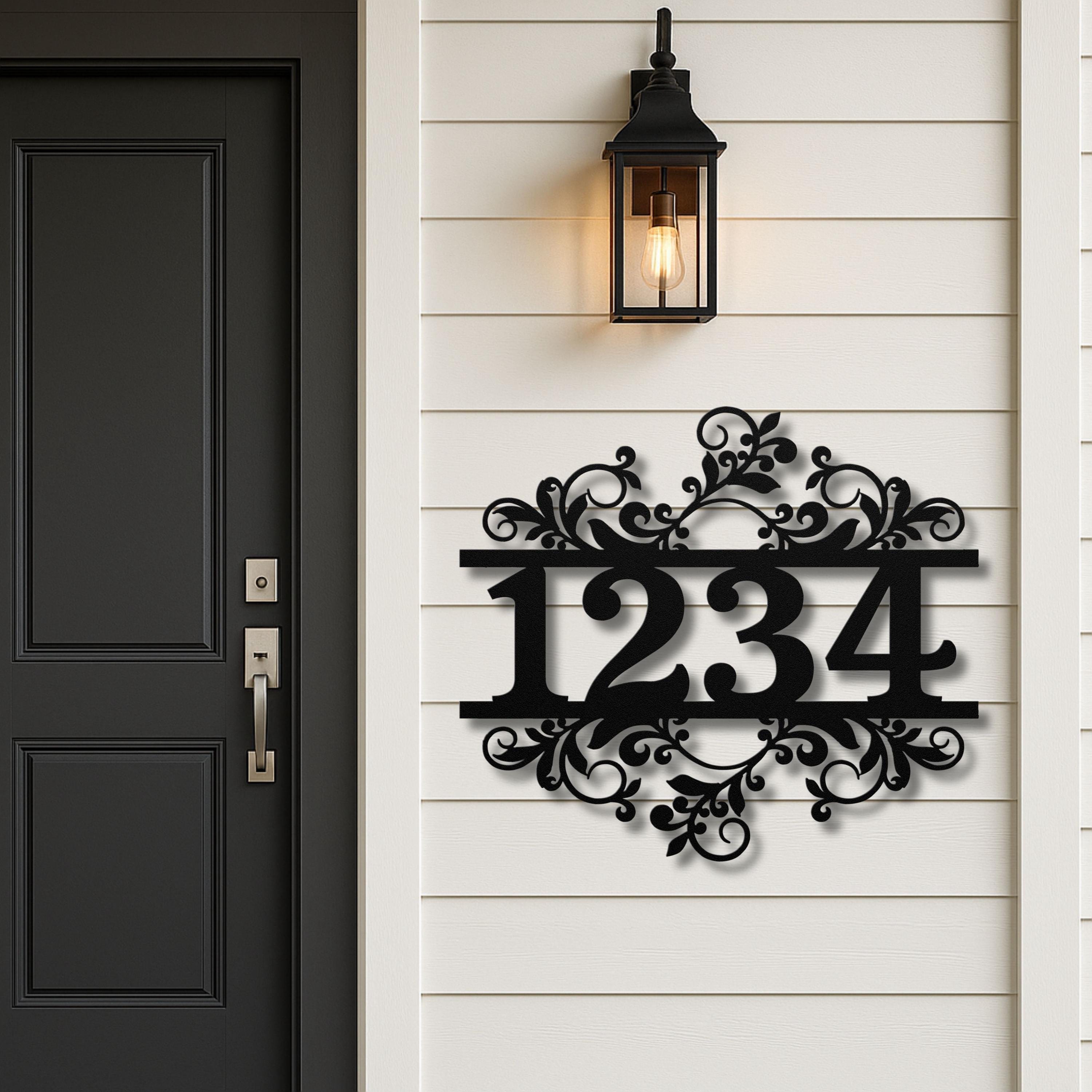 Personalized Metal Address Sign, Scroll Swirl House Numbers, Door Decor