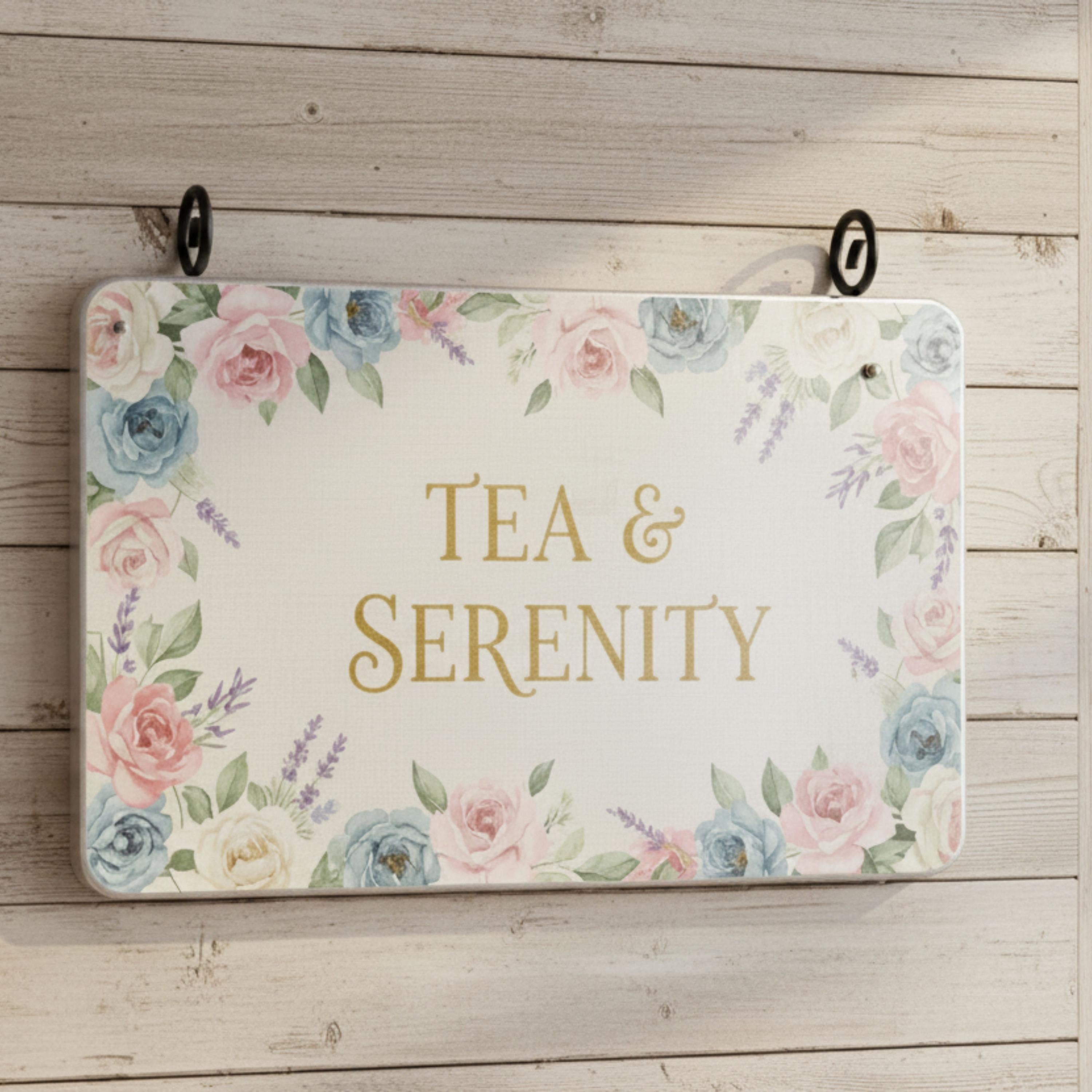 Metal Wall Sign - Floral Wall Art Shabby Chic Decor | Vintage Tea Room Plaque