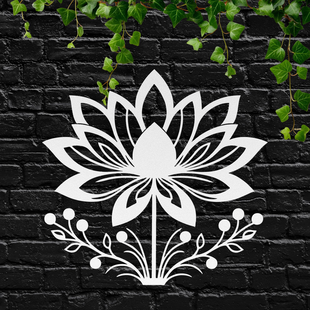 Lotus Flower Metal Art - Mandala Wall Art | Floral Metal Sign for Yoga Studio Decor