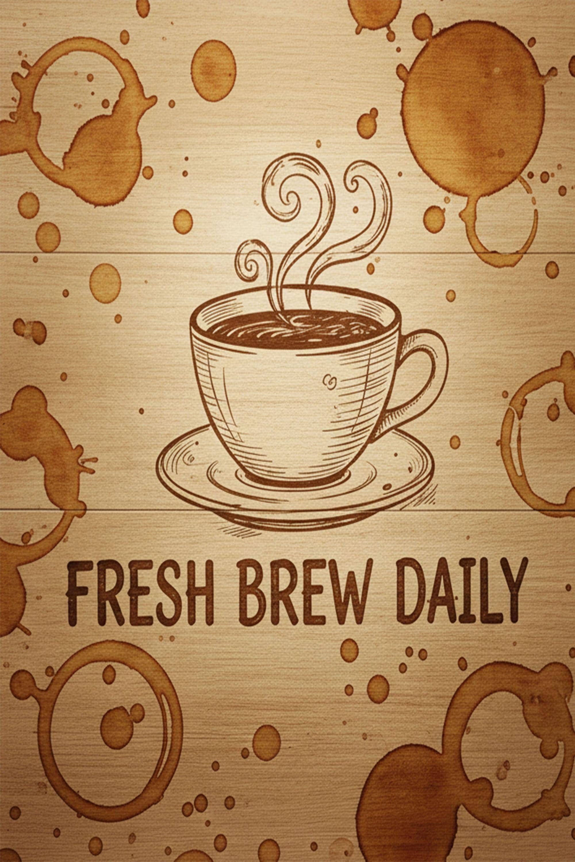 Rustic Coffee Sign - Fresh Brew Daily Metal Plaque | Vintage Kitchen Art Decor