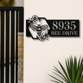 Custom Metal Address Sign - Personalized Bee Honeycomb House Number Plaque