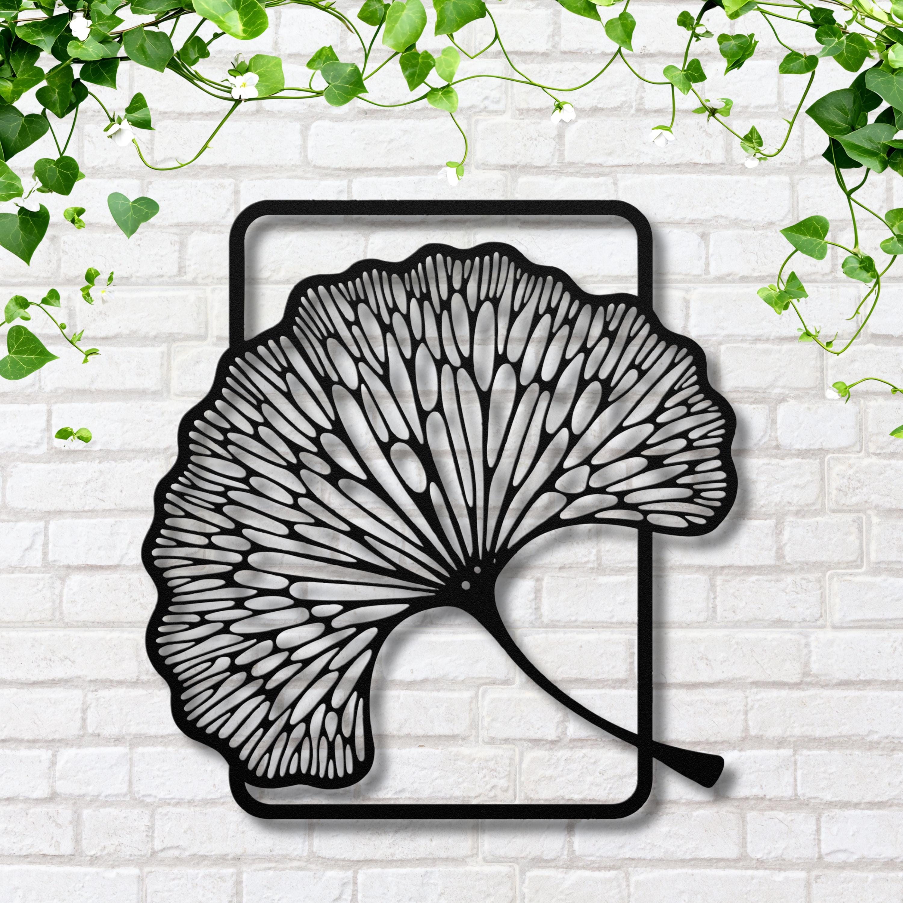 Ginkgo Leaf Metal Wall Art, Large Botanical Metal Sign, Nature Lover Gift, Japanese Zen Decor, Tropical Plant Wall Hanging